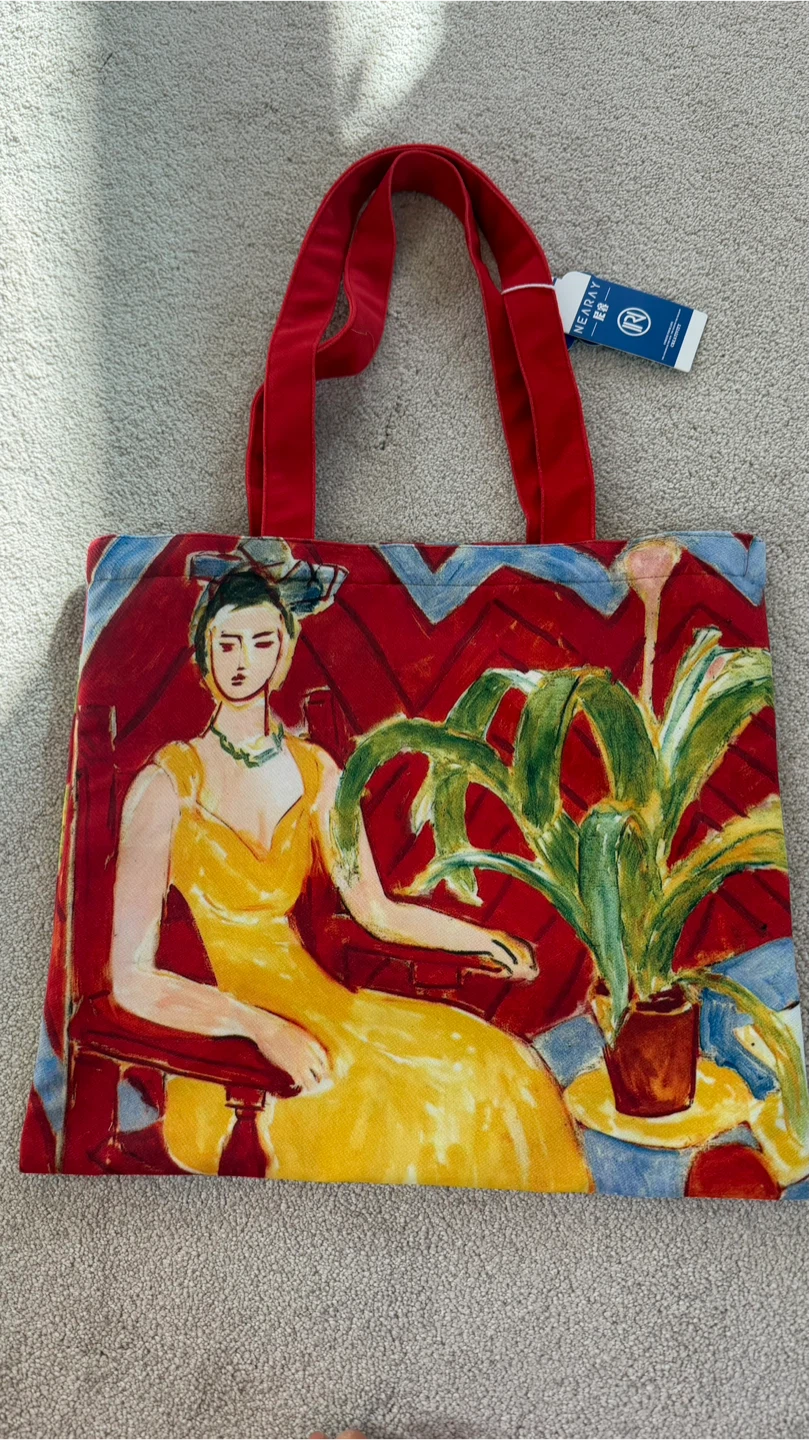 NEARAY Tote Bag with "Woman in Yellow Dress" Art Print