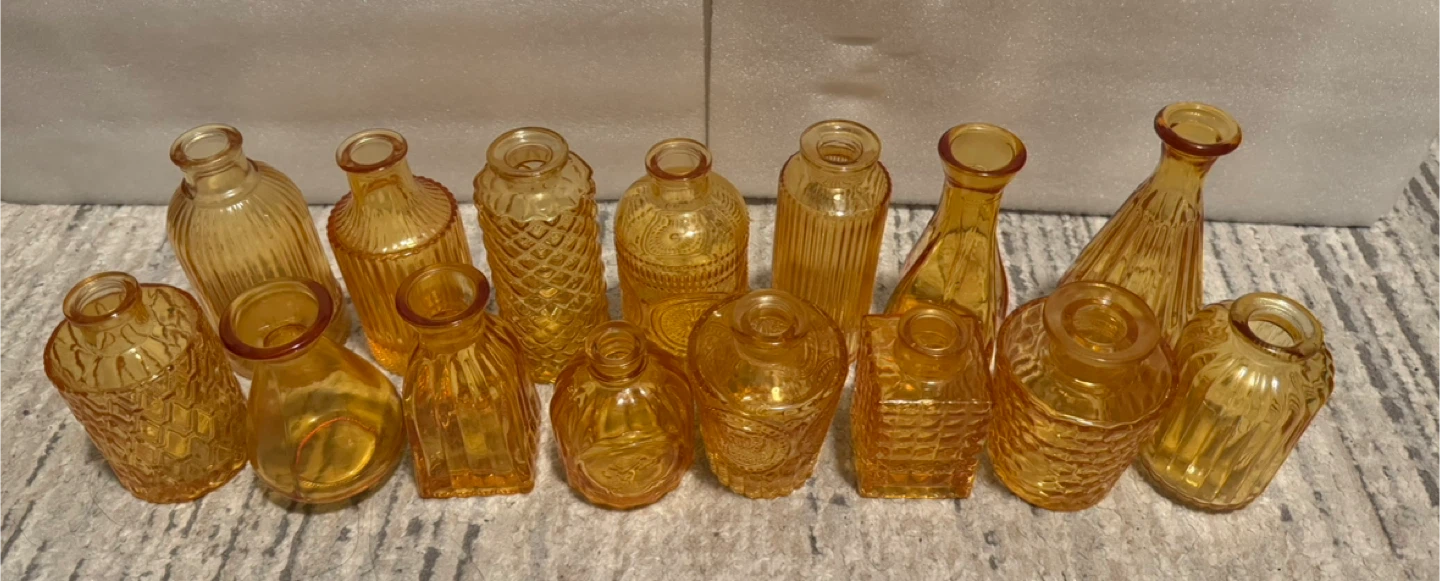 Amber Glass Bud Vases