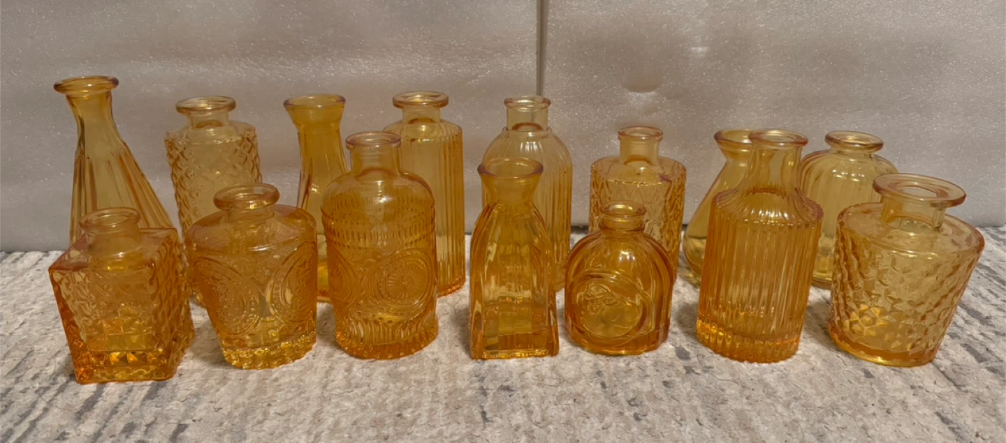 Amber Glass Bud Vases - photo 3
