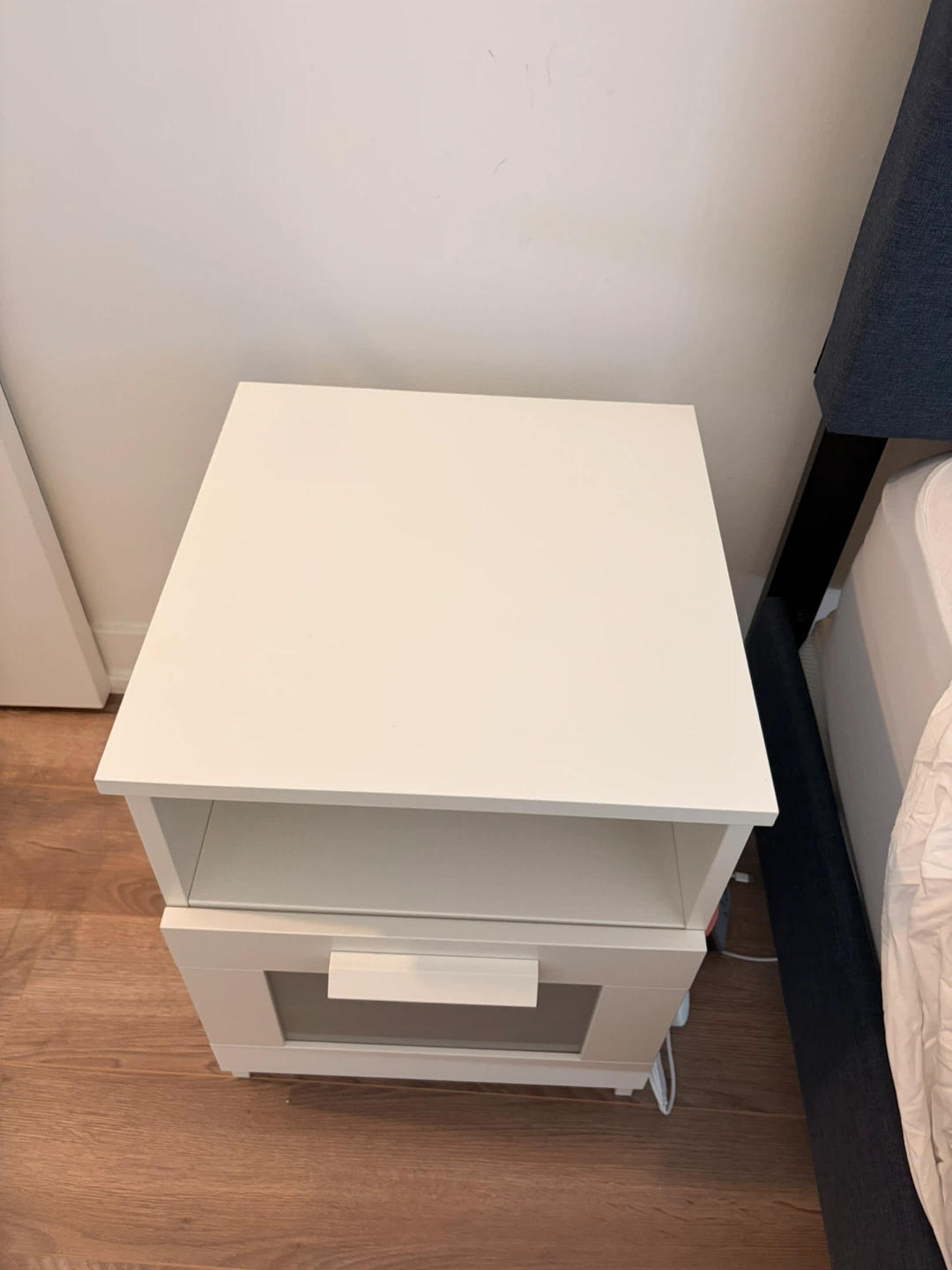 Bedside White Two-Drawer Nightstand