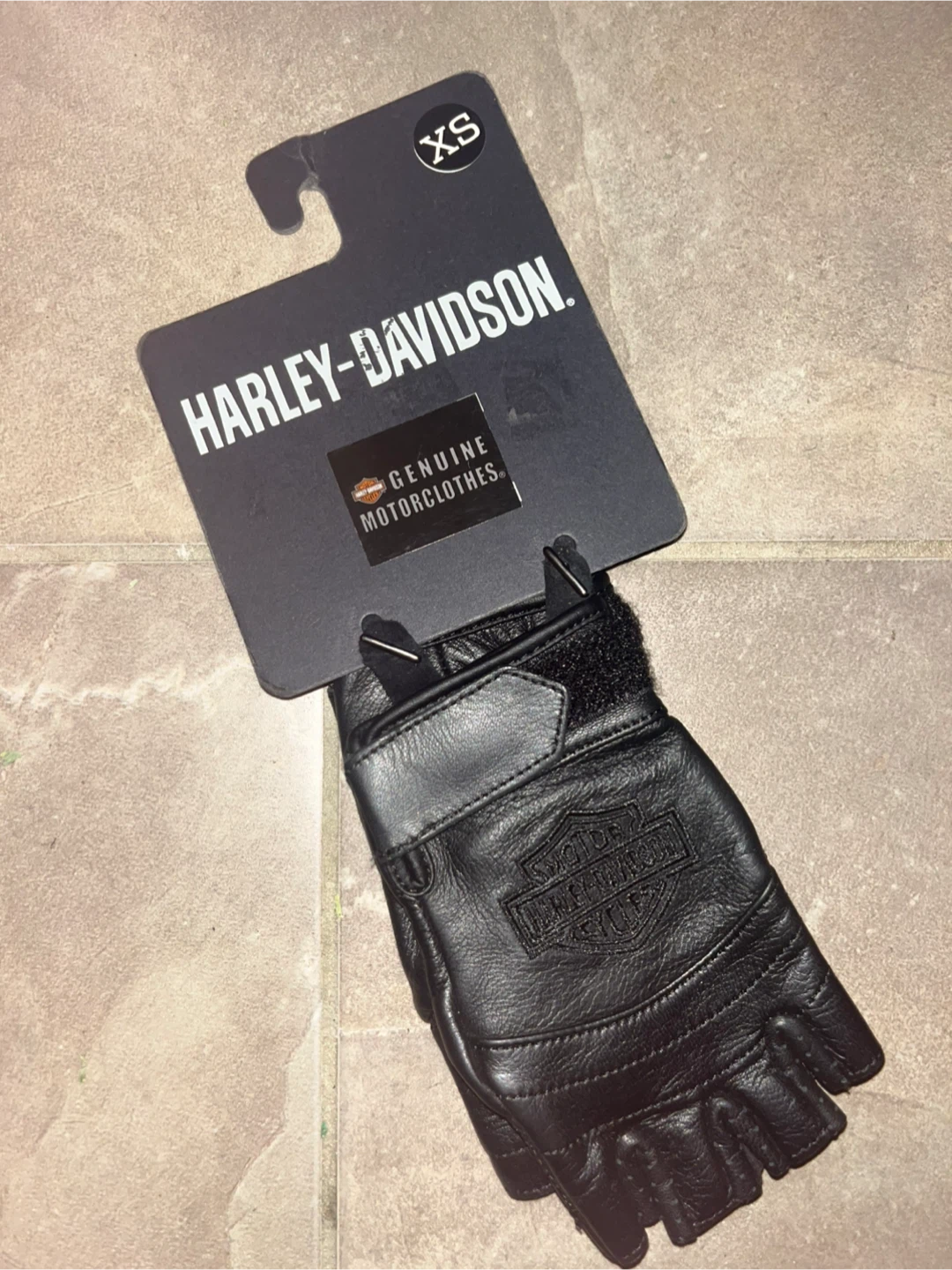 Leather Harley Davidson fingerless gloves size XS