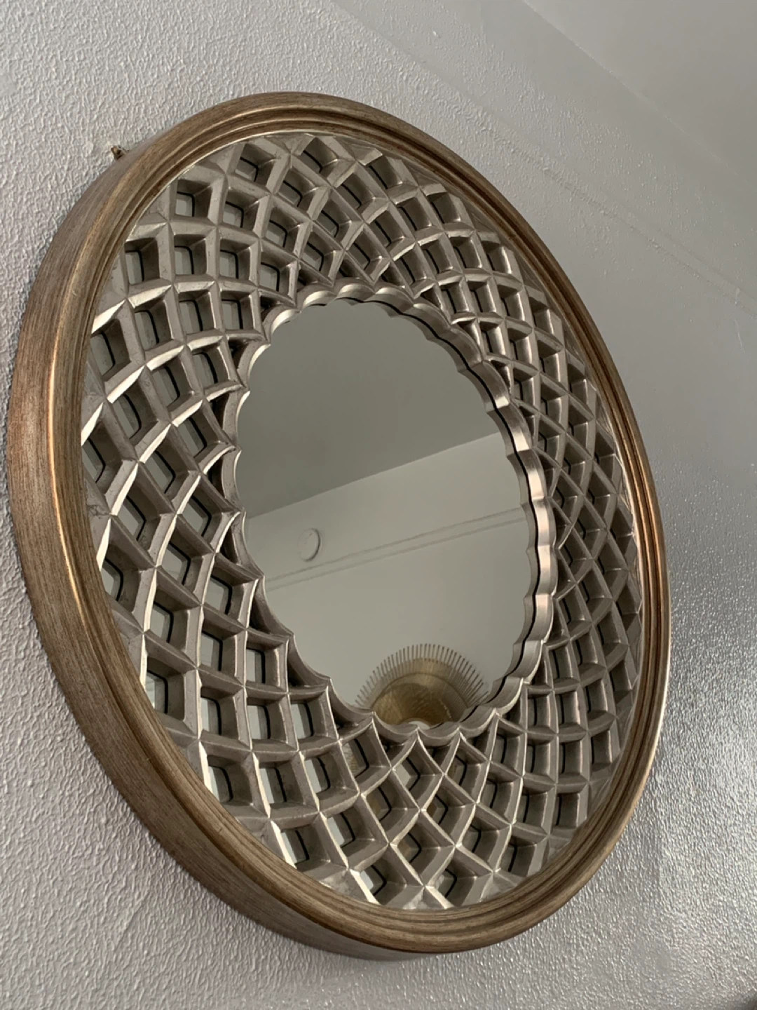 Large Gold & Silver Decorative Mirror with Ornate Frame