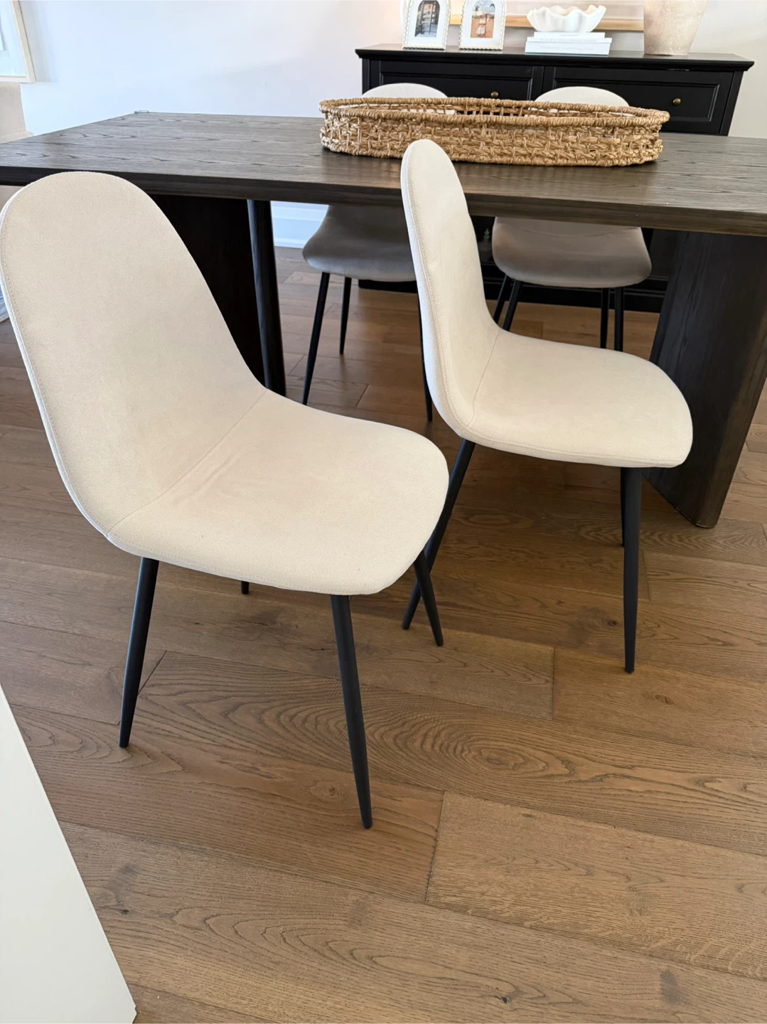 Cream Dining Chair with Black Legs