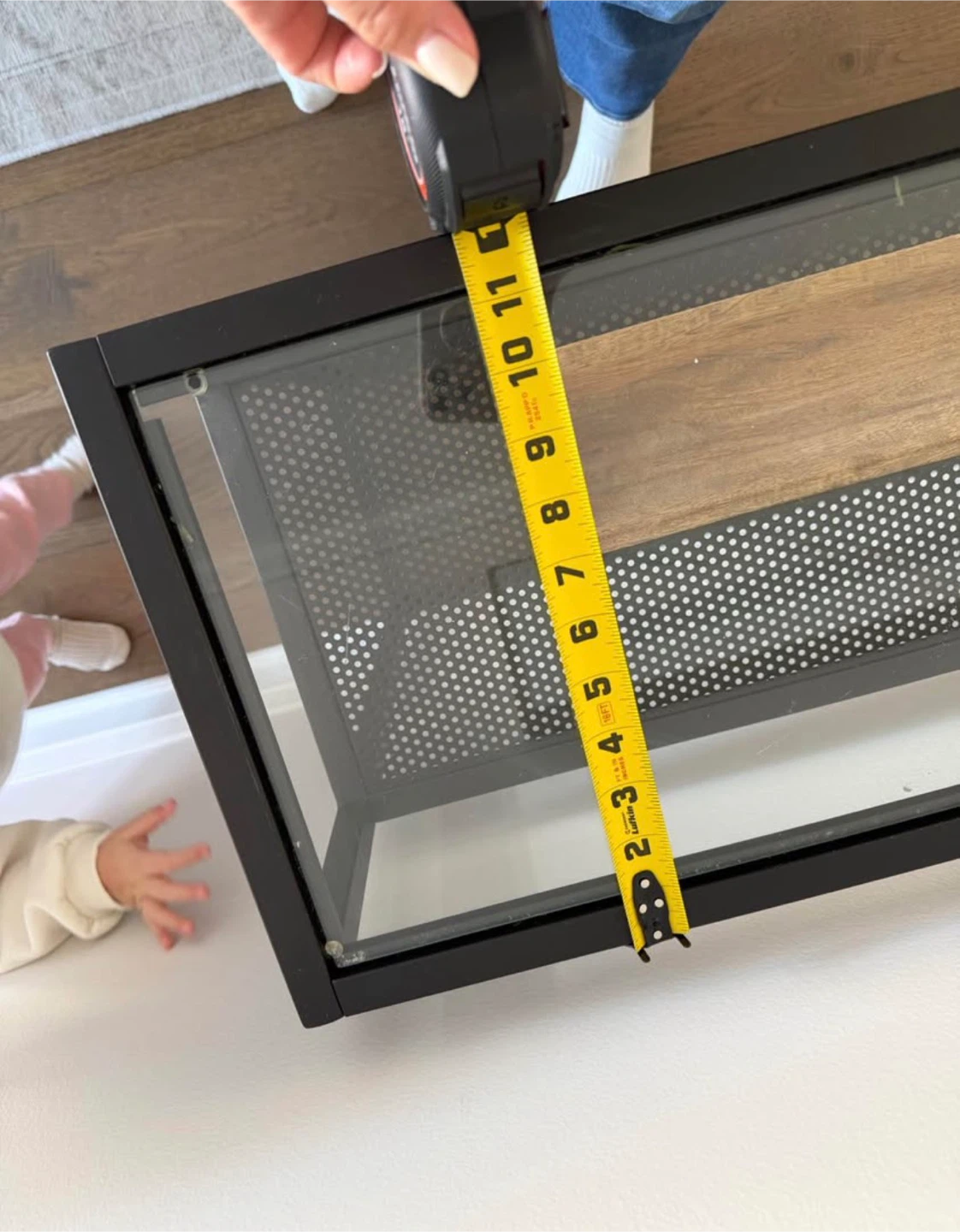 Black Metal Console Table with Glass Top - photo 4