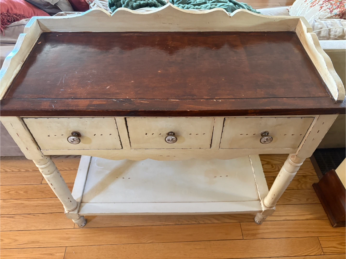 Distressed Farmhouse Console Table with 3 Drawers - photo 2