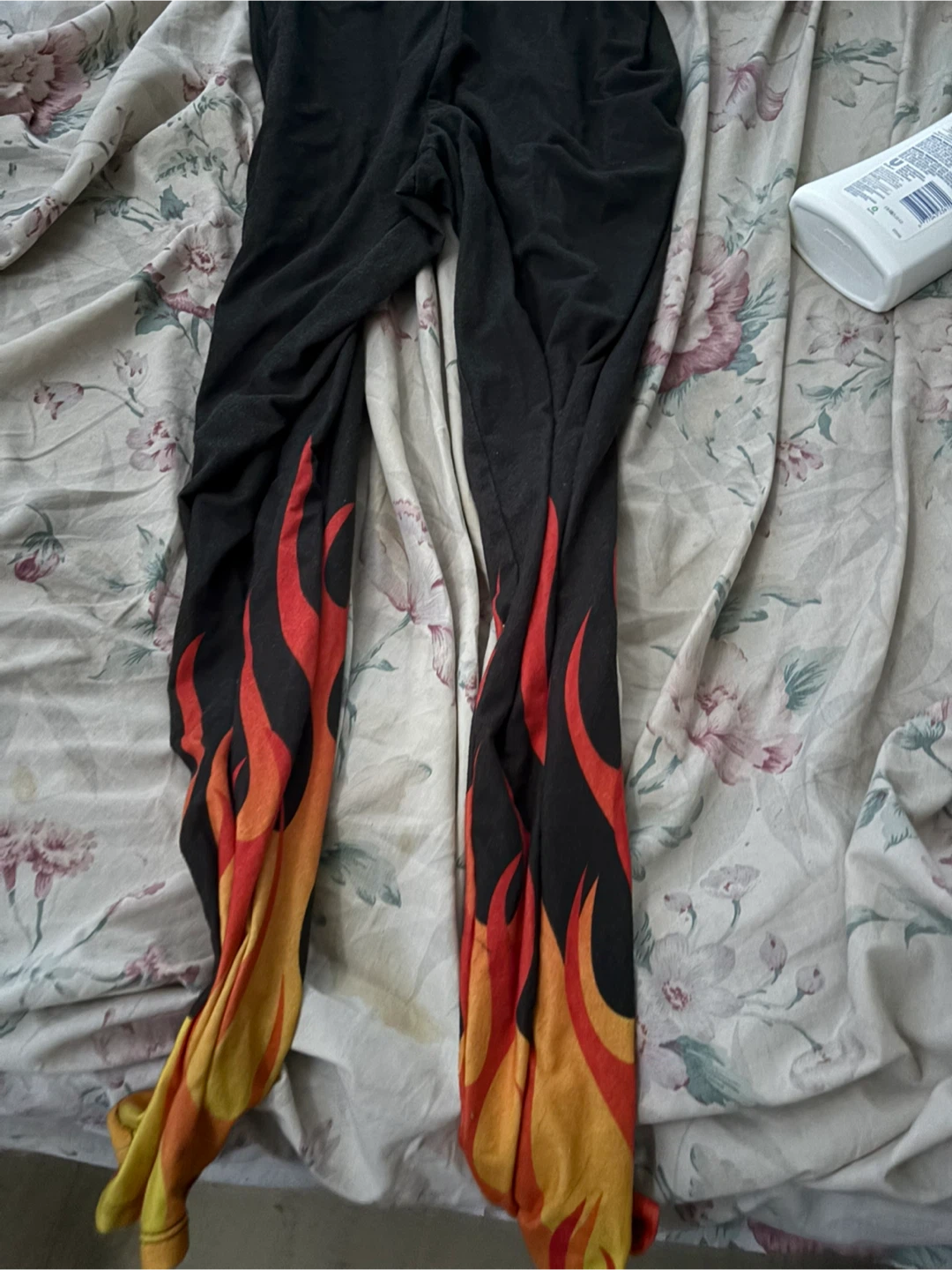Black leggings with flame print