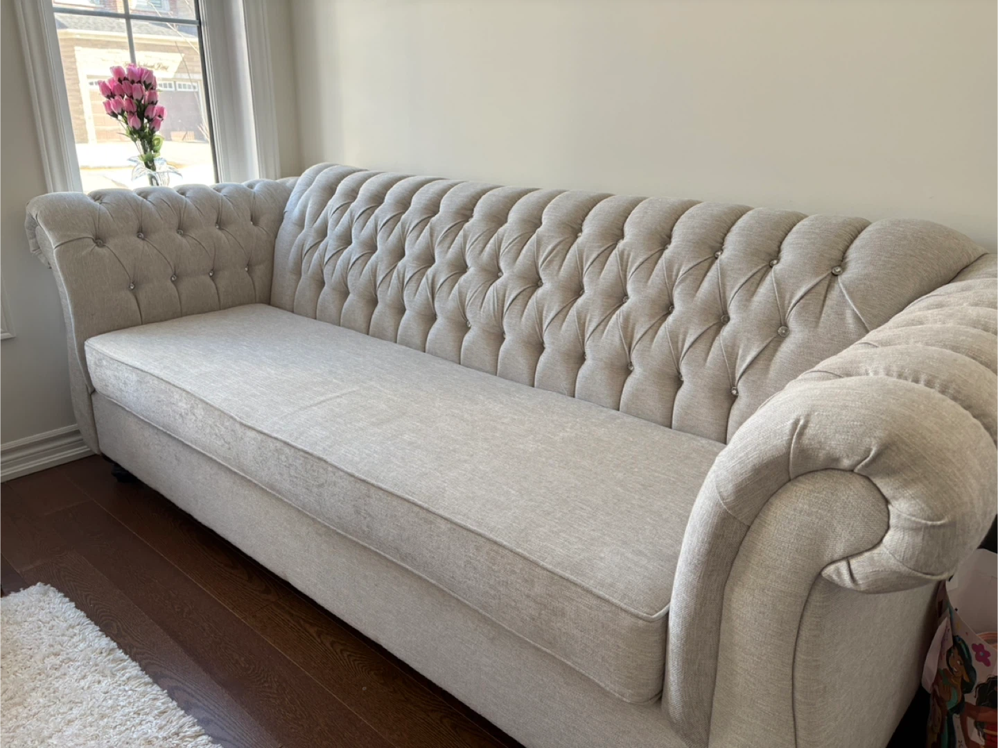 Chesterfield Sofa - Tufted Linen Crystals - photo 2