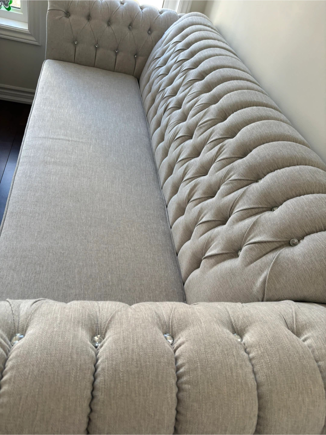 Chesterfield Sofa - Tufted Linen Crystals - photo 4