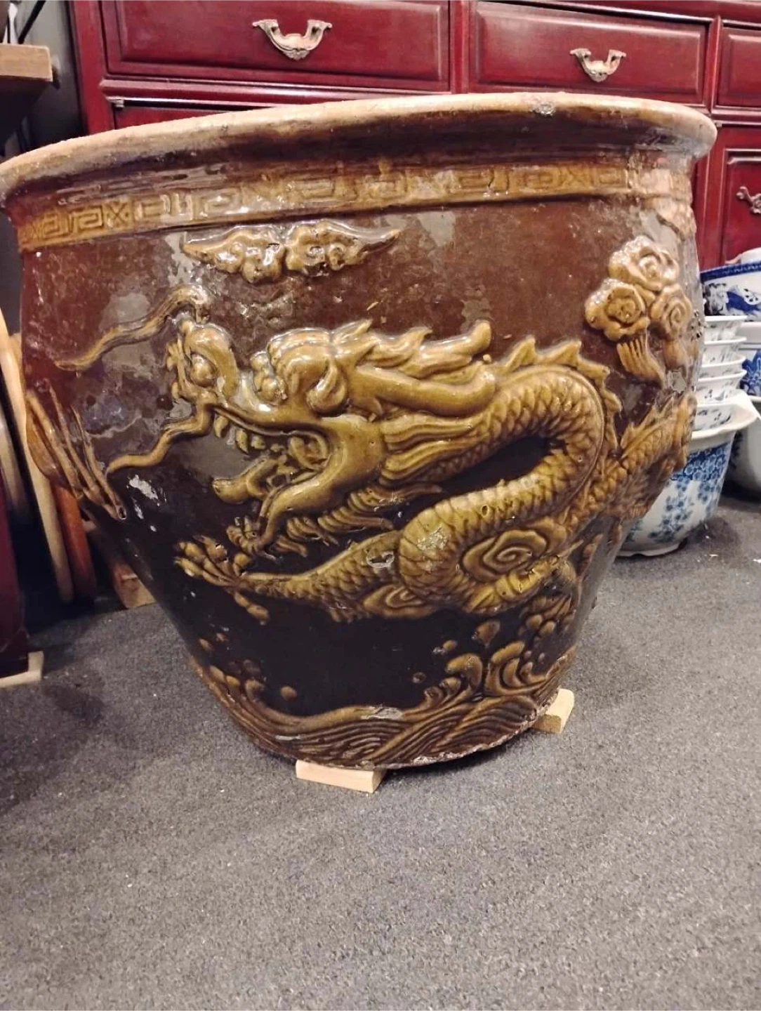Dragon Ceramic Planter Pot 23" x 18" H