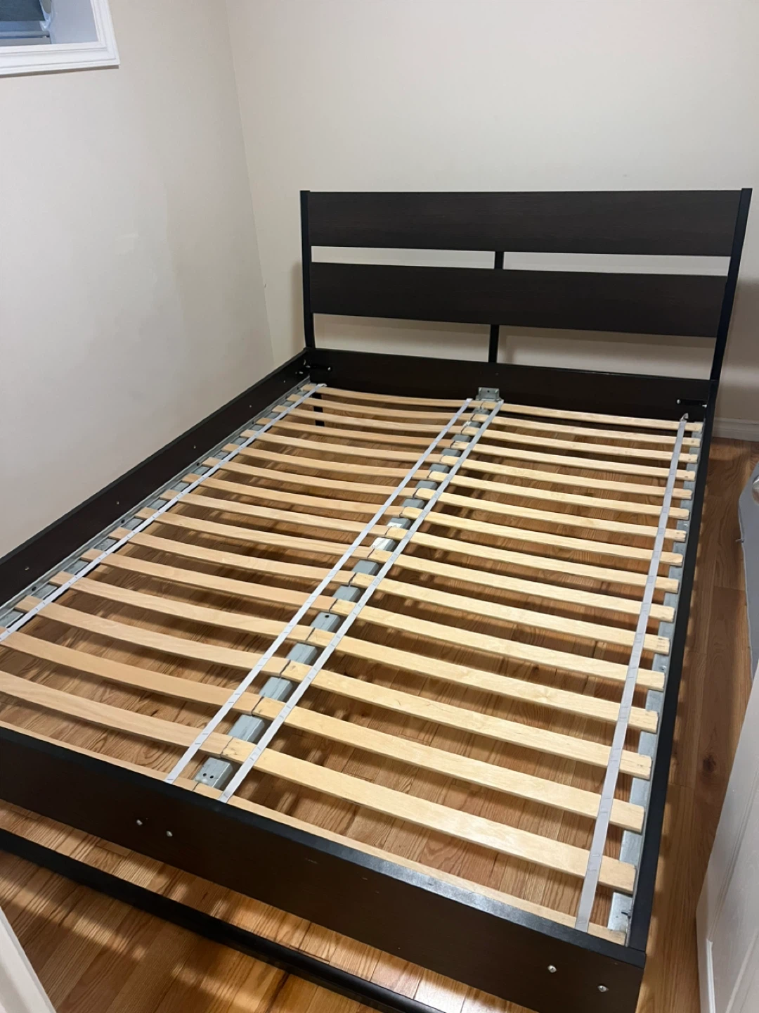 Dark Brown Bed Frame with Slatted Base