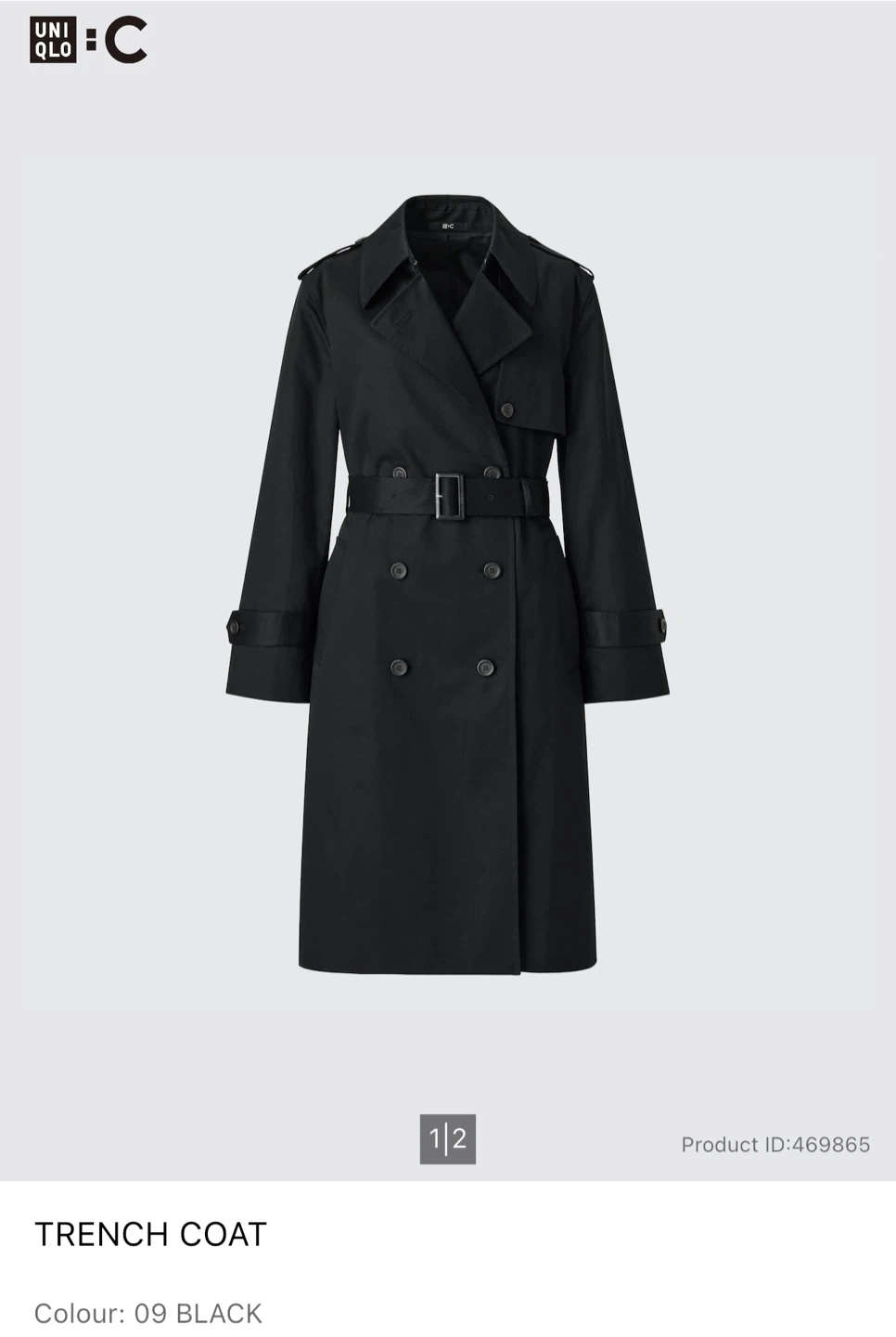 Uniqlo Women's Black Trench Coat:C - Size L
