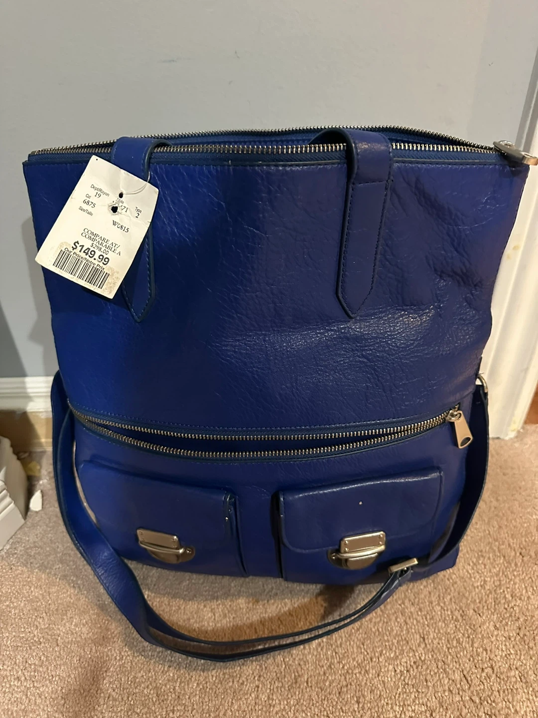 Corso Como Blue Leather Shoulder Bag
