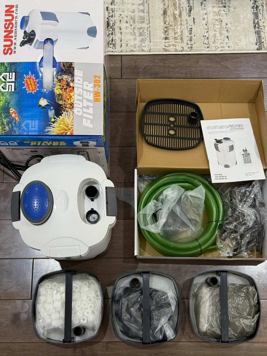 NEW SunSun HW302 Aquarium Canister Filter Complete Media Kit - photo 2