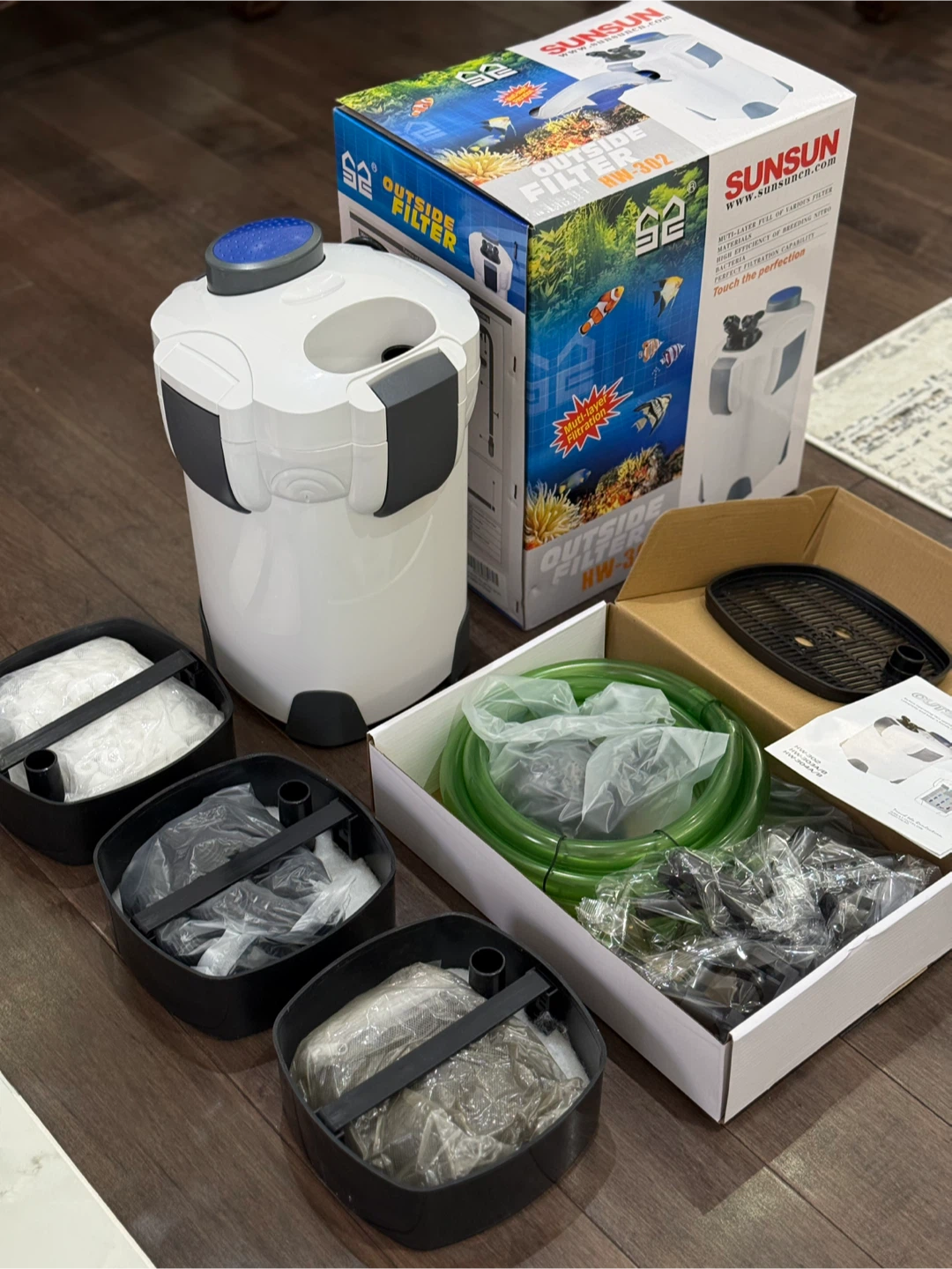 NEW SunSun HW302 Aquarium Canister Filter Complete Media Kit