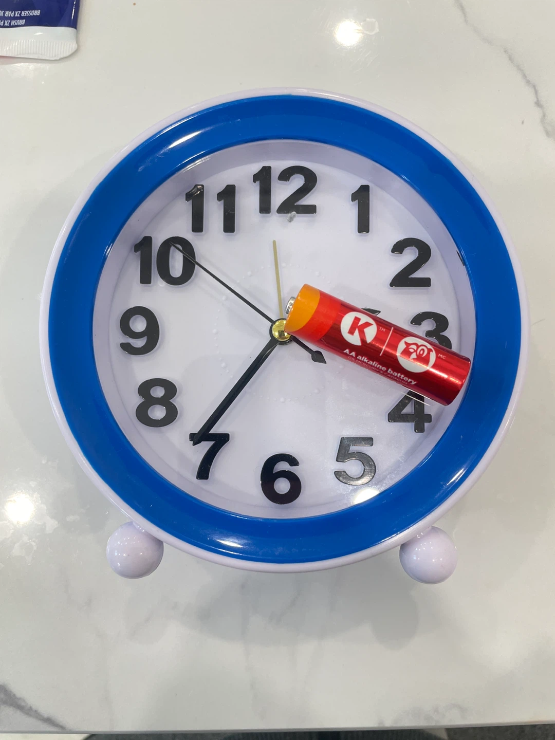 Blue and White Analog Alarm Clock - photo 2