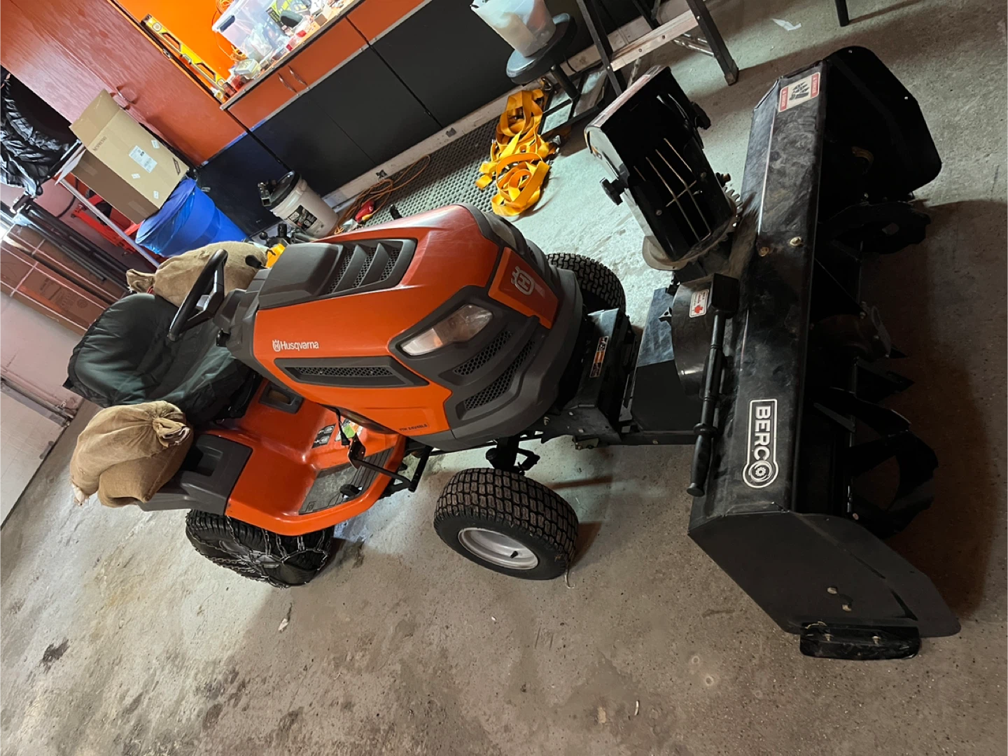 Husqvarna Garden Tractor with Snow Blower Attachment