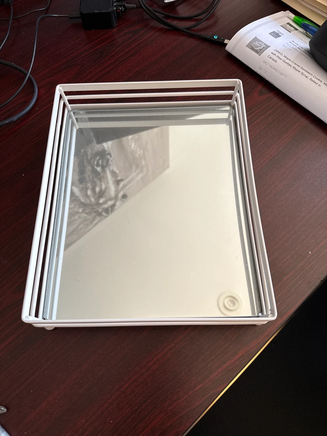 White Mirrored Tray - photo 3