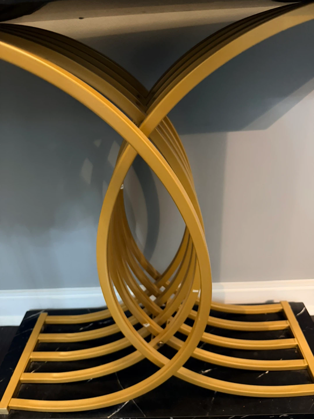 Black Marble Top Console Table with Gold Base - photo 4