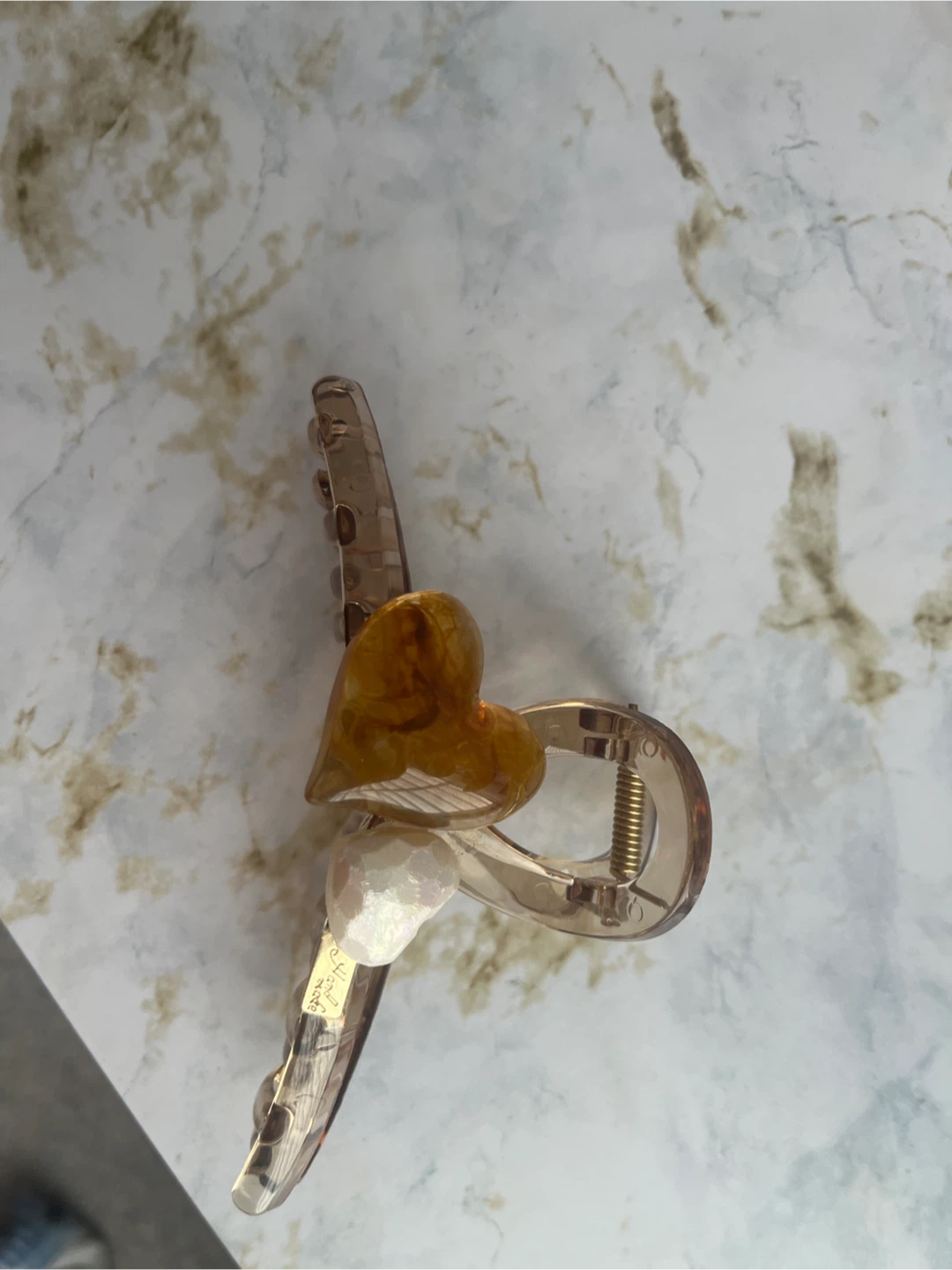 Heart Claw Clip with Pearl Accent