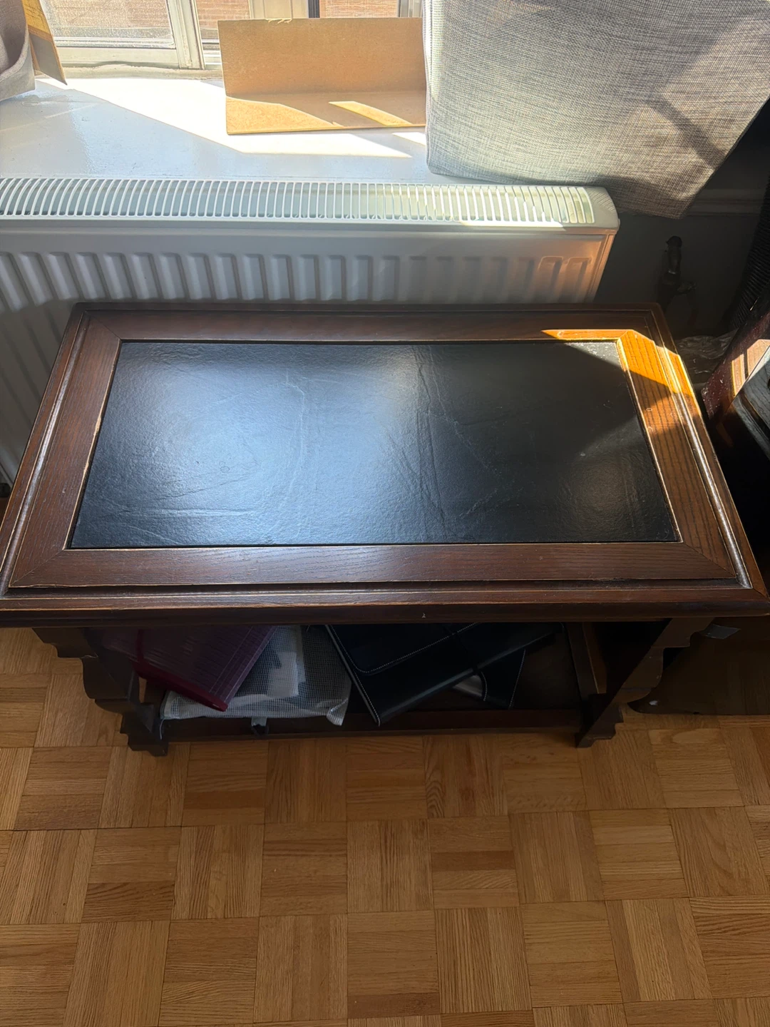 Vintage Wood Table with Black Inset Top