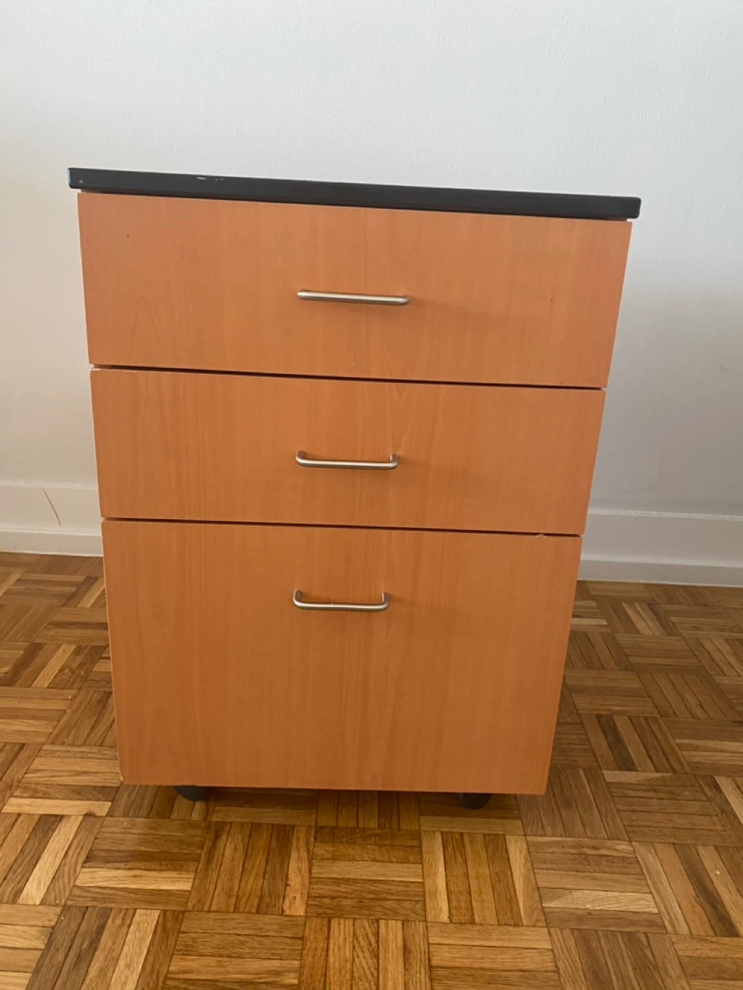 Three Drawer Filing Cabinet - Wood Finish