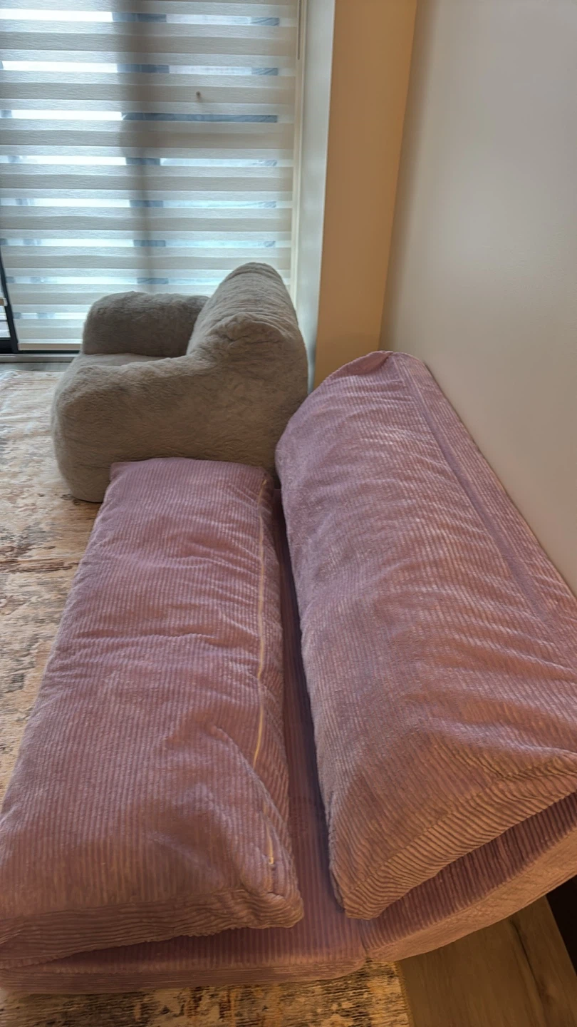 Purple Corduroy Foldable Floor Sofa Bed
