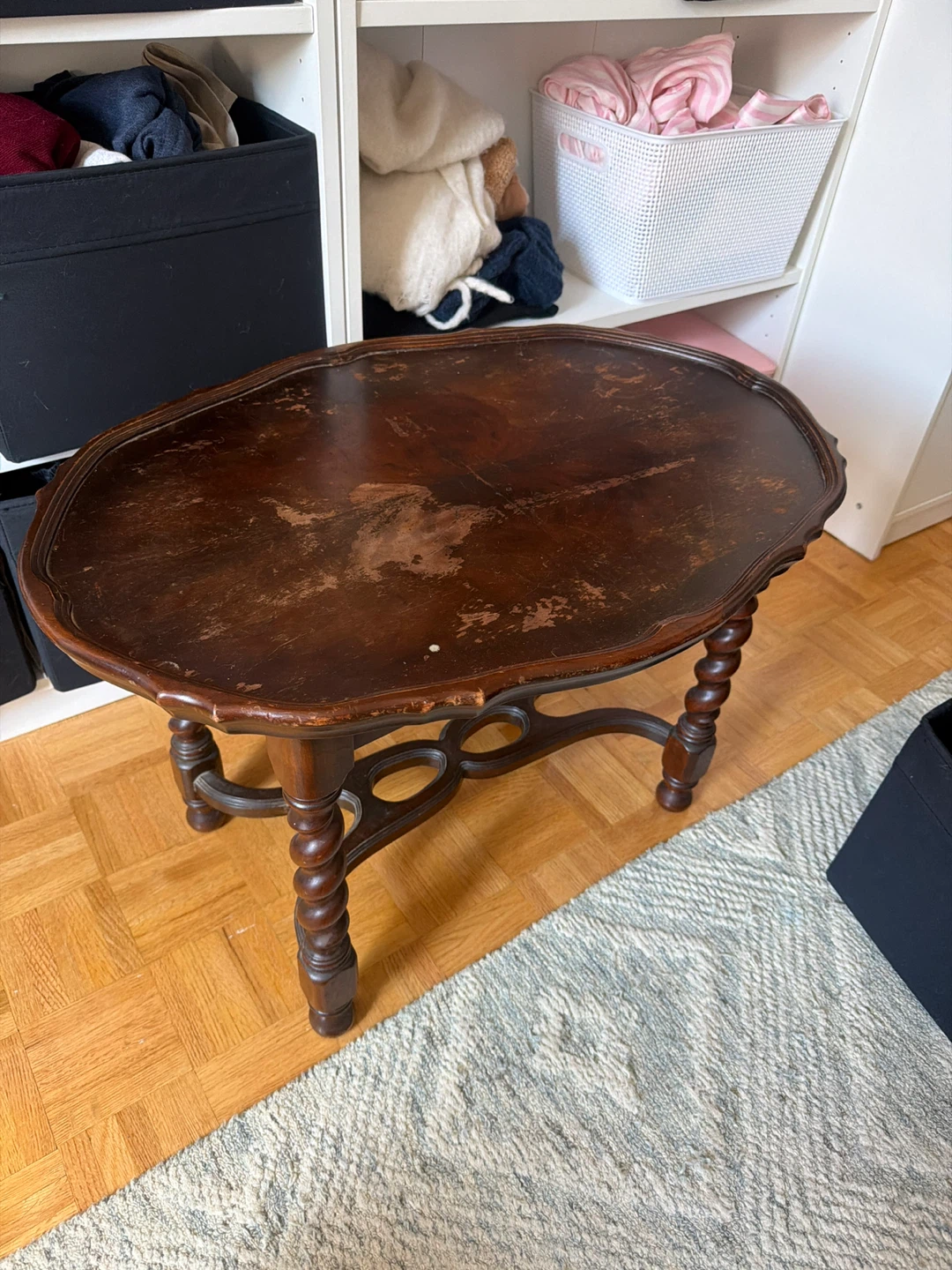 Vintage Oval Coffee Table with Twisted Legs - photo 2