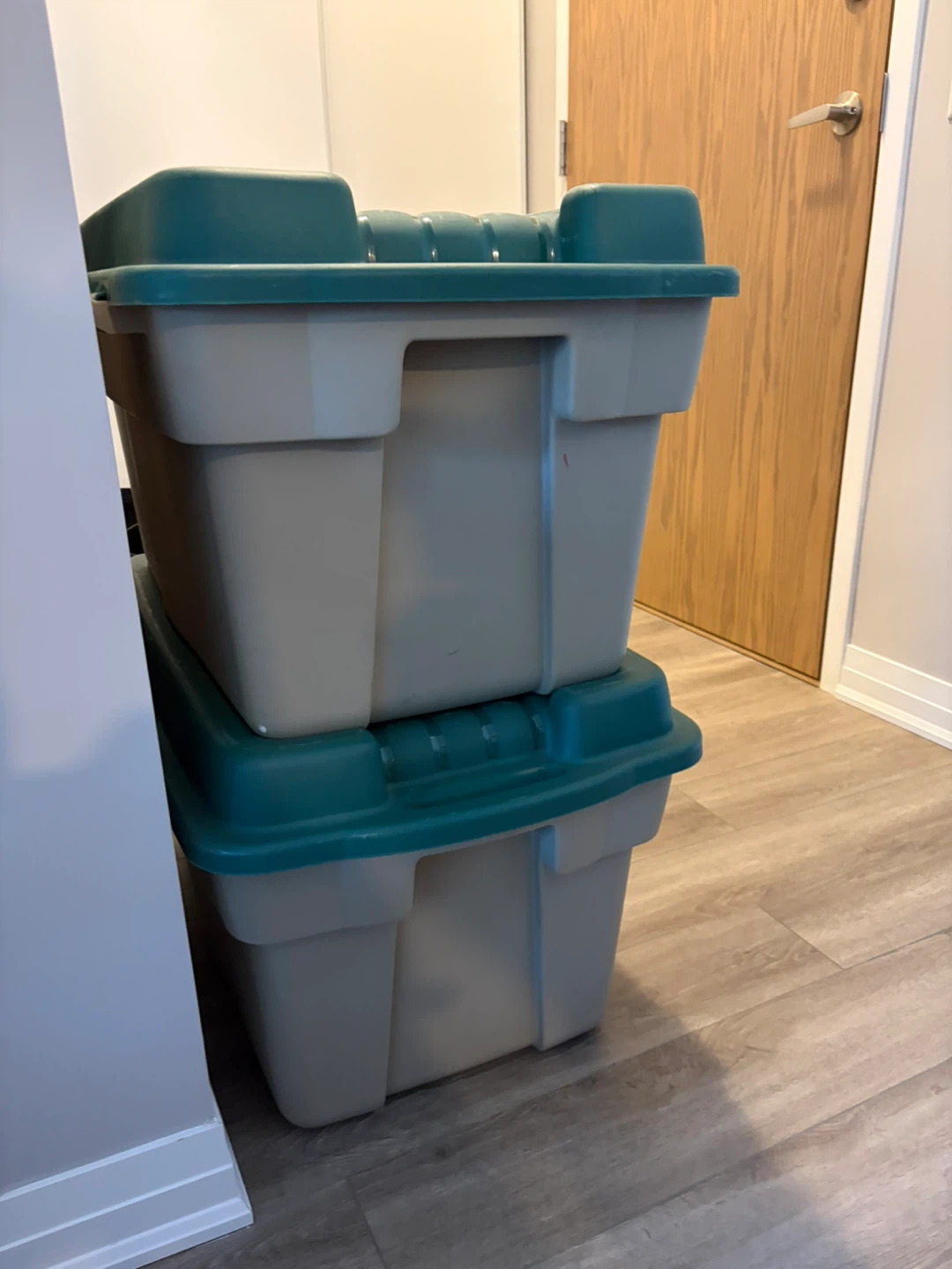 Two Plastic Storage Bins with Lids - photo 2