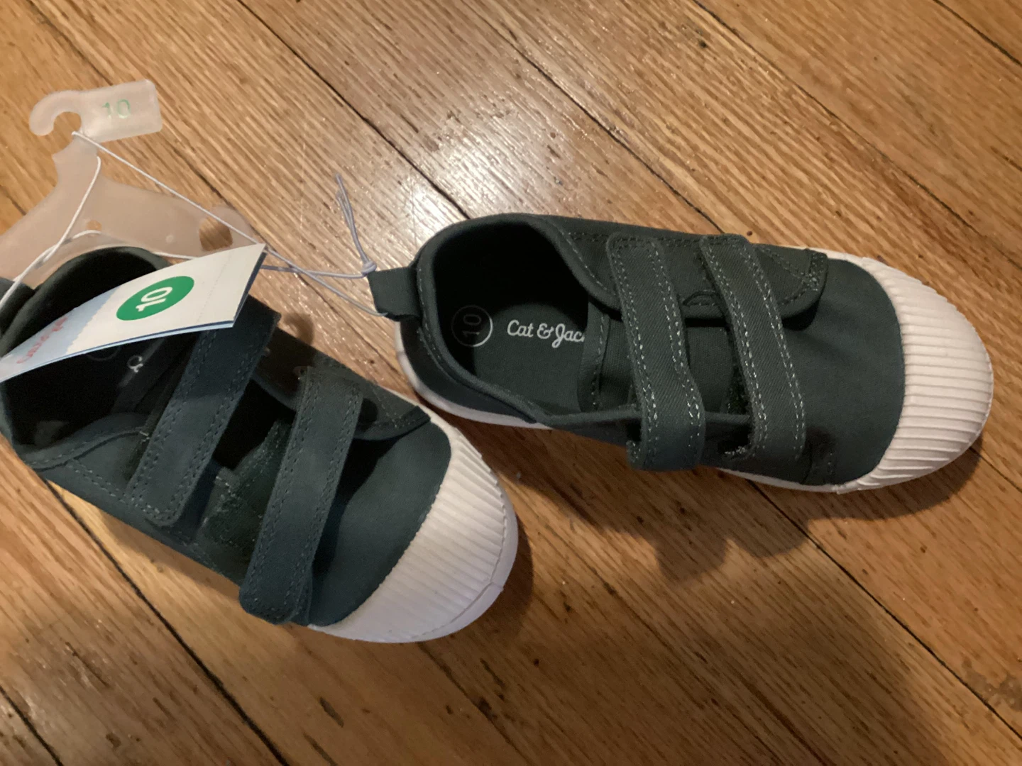 New Cat & Jack Green Hook and Loop Sneakers - Size 10
