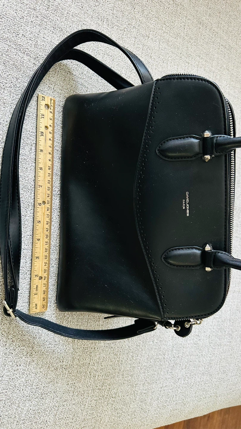 DAVID JONES Black Faux Leather Top Handle Bag