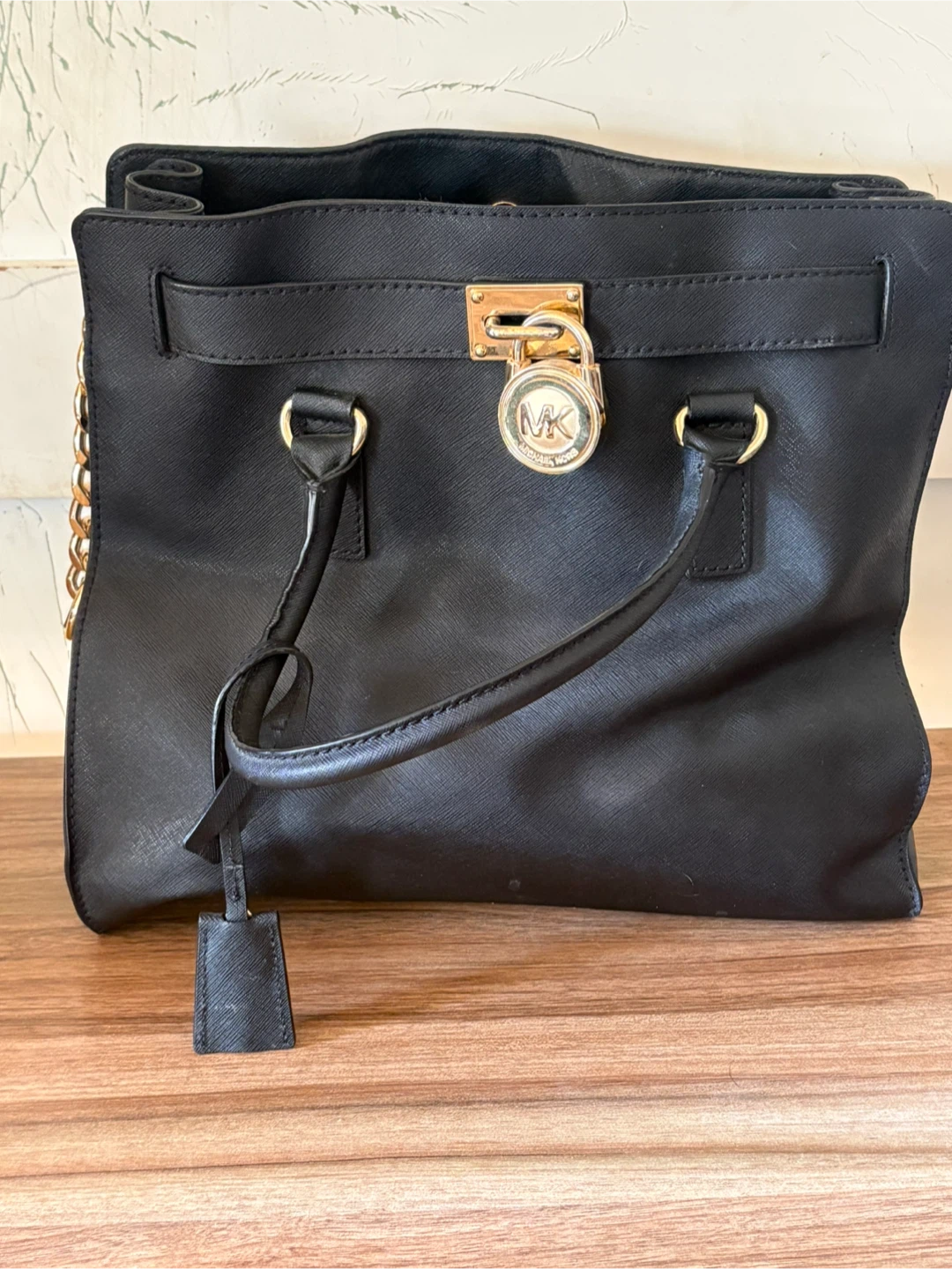 Michael Kors Black Leather Satchel Handbag