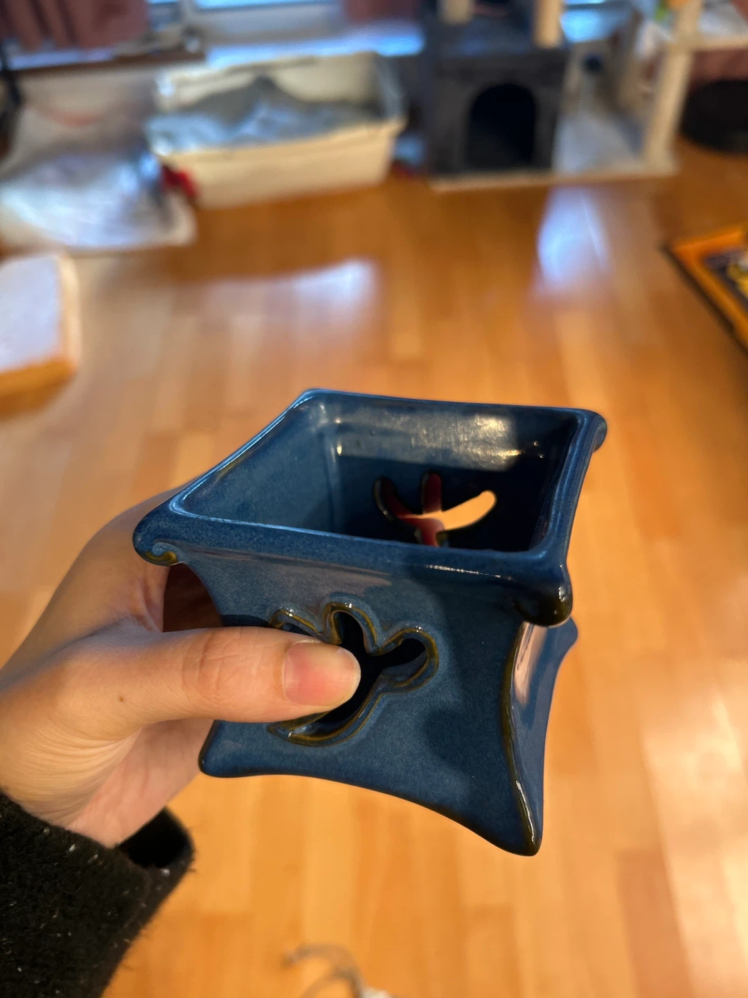 Blue Ceramic Candle Holder - photo 3