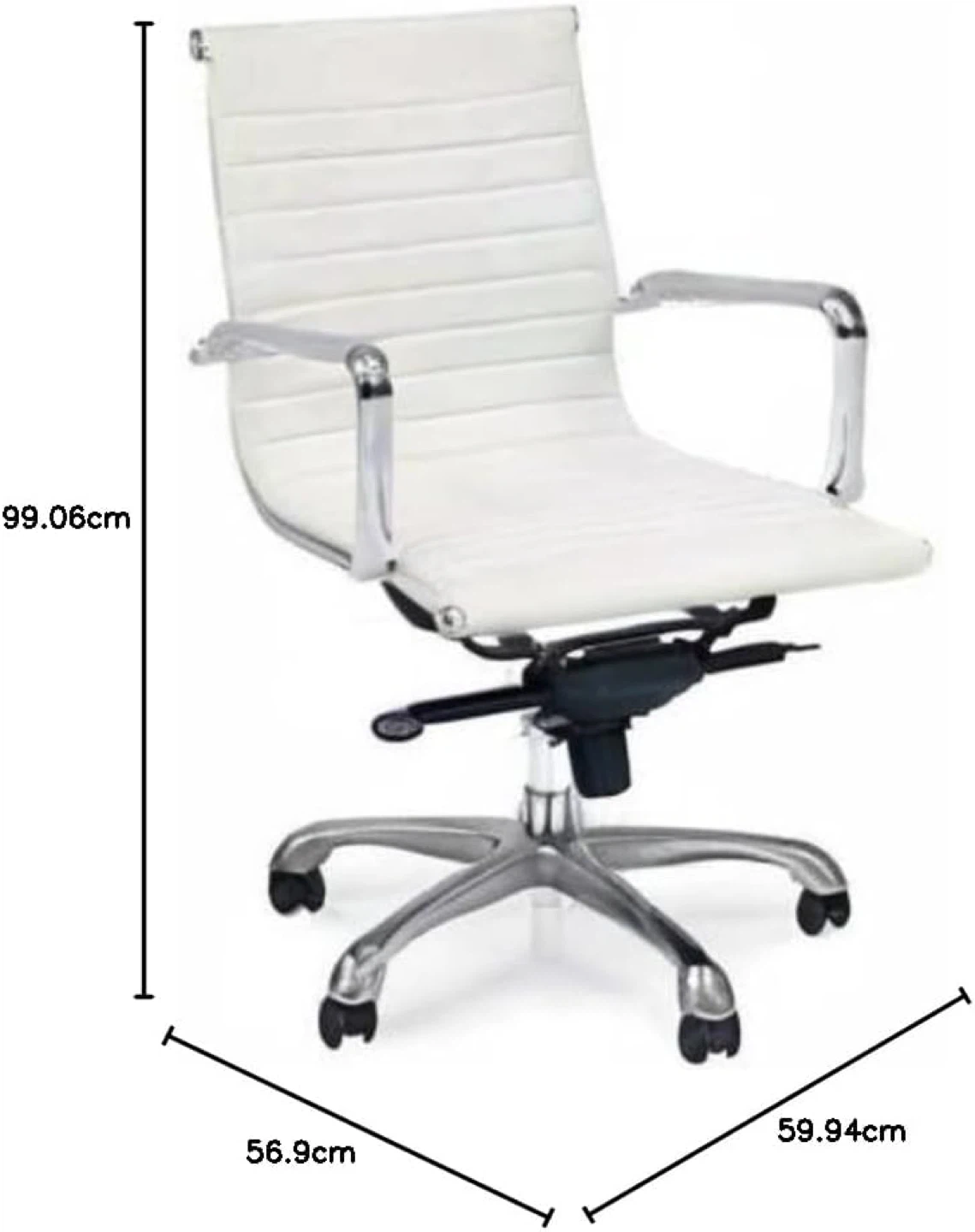 White Faux Leather Office Chair with Chrome Accents - photo 5
