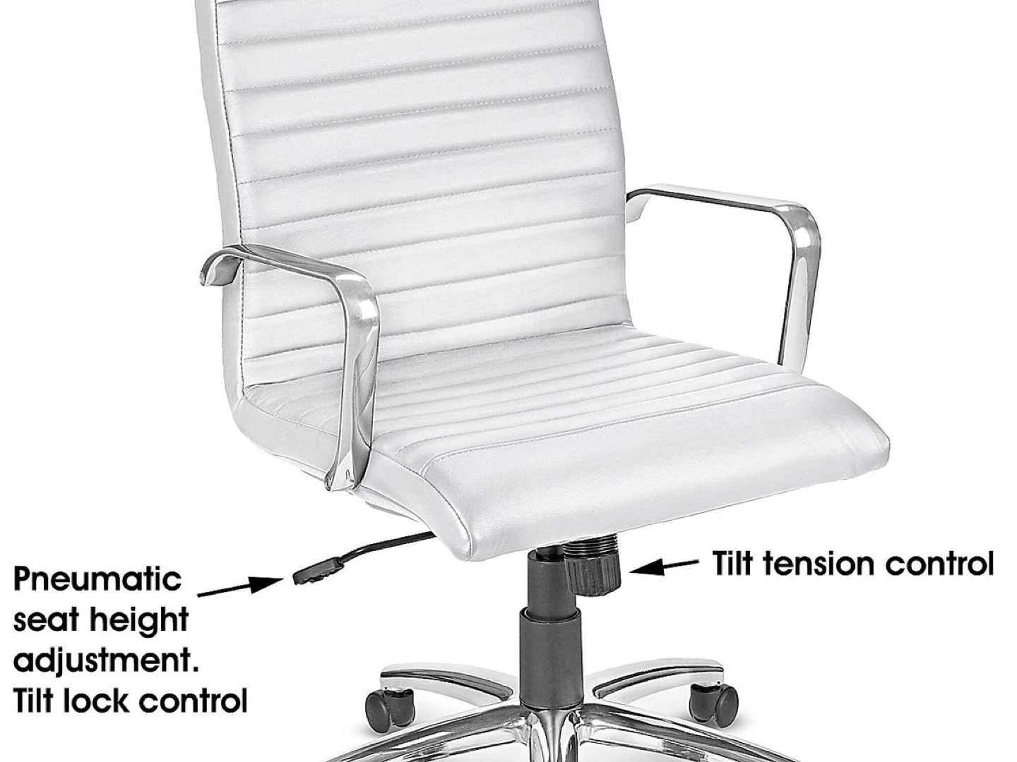 White Faux Leather Office Chair with Chrome Accents - photo 3
