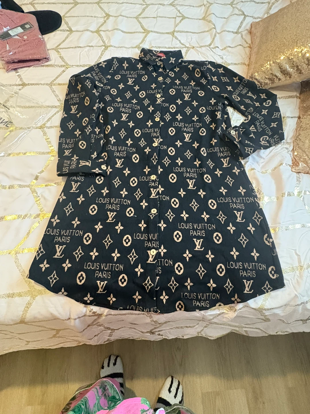Trendyum Button-Up Shirt with LV-style Print - photo 3