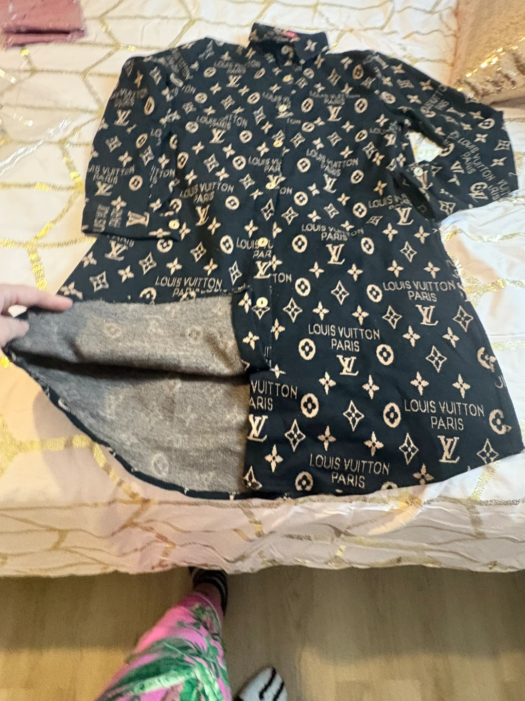Trendyum Button-Up Shirt with LV-style Print - photo 2
