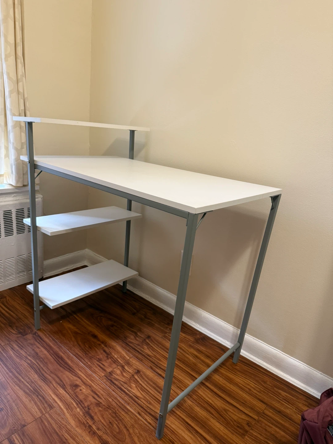 Compact White Desk with Shelves – Small Space Friendly