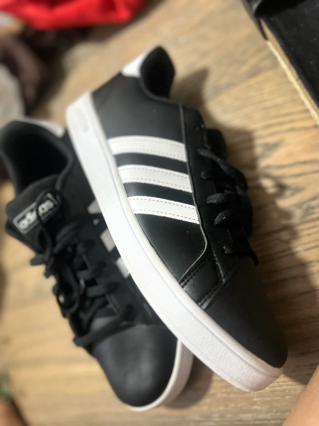 Adidas Grand Court Shoes Black White Size 6