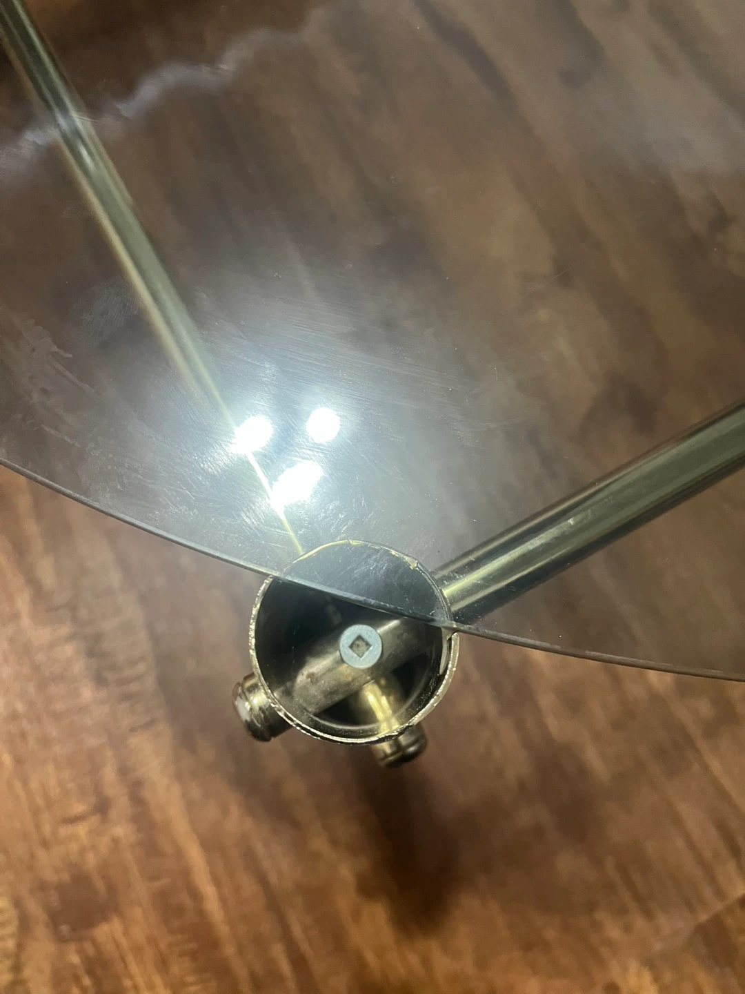 Glass and Brass Round Coffee Table - photo 2