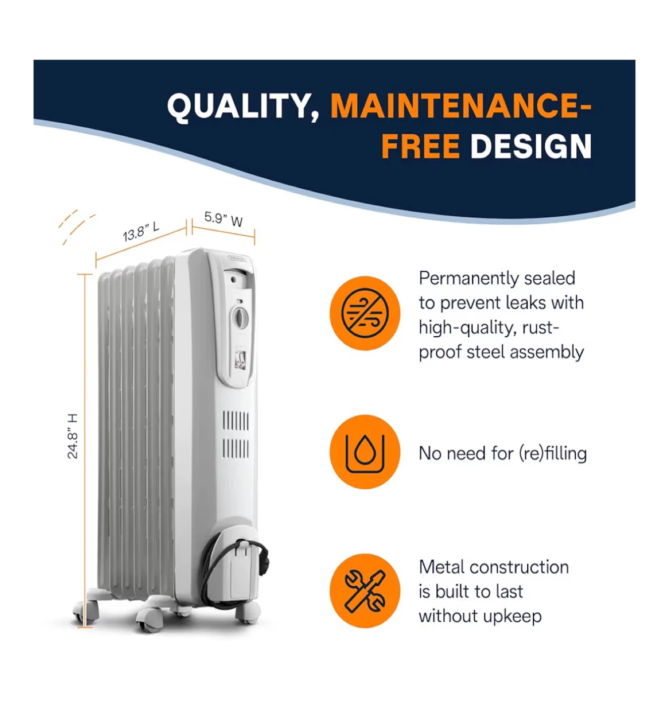 DeLonghi Oil-Filled Radiator Heater - photo 3