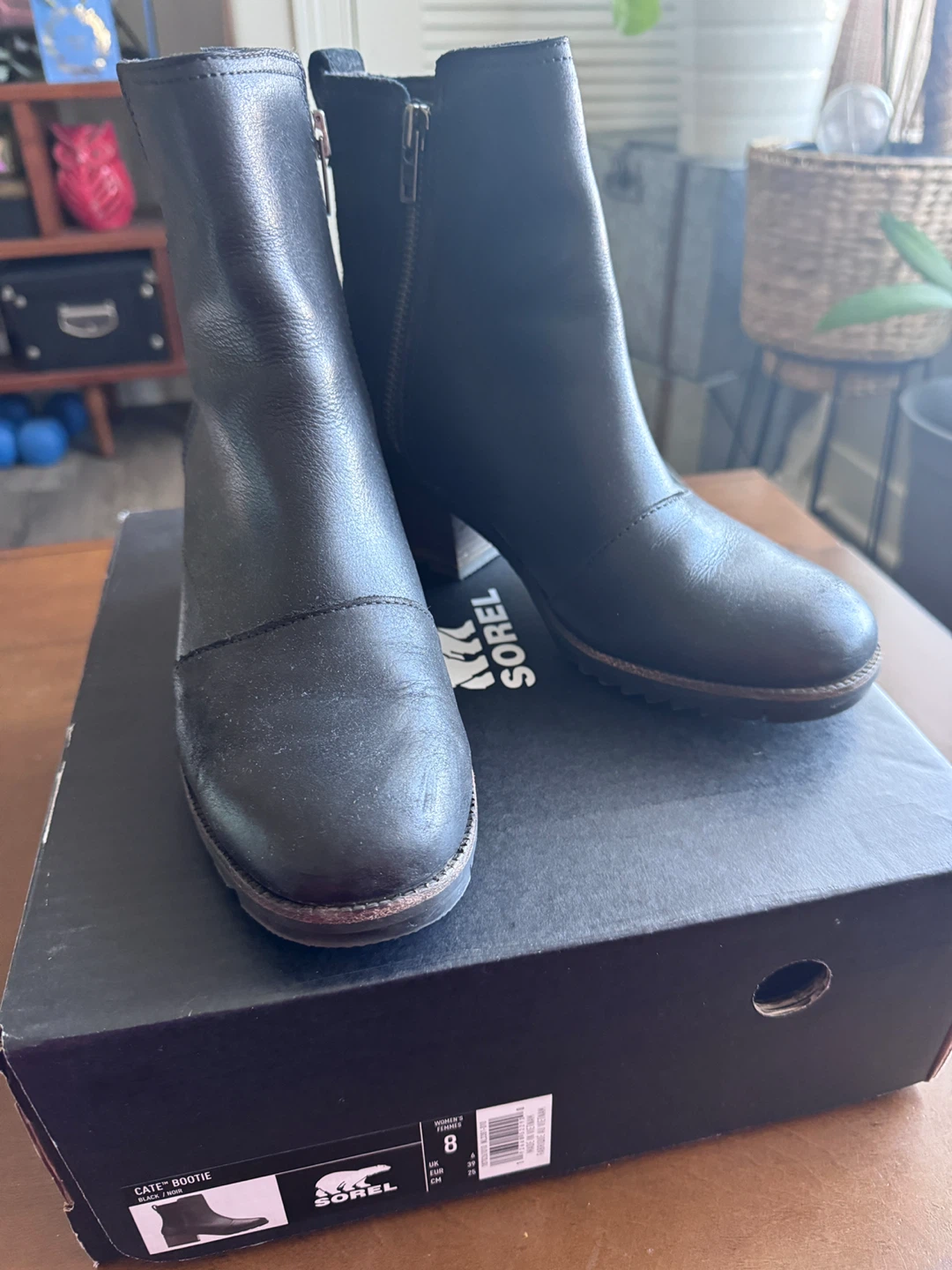 Sorel Cate Bootie Women's Black Leather Ankle Boots Size 8