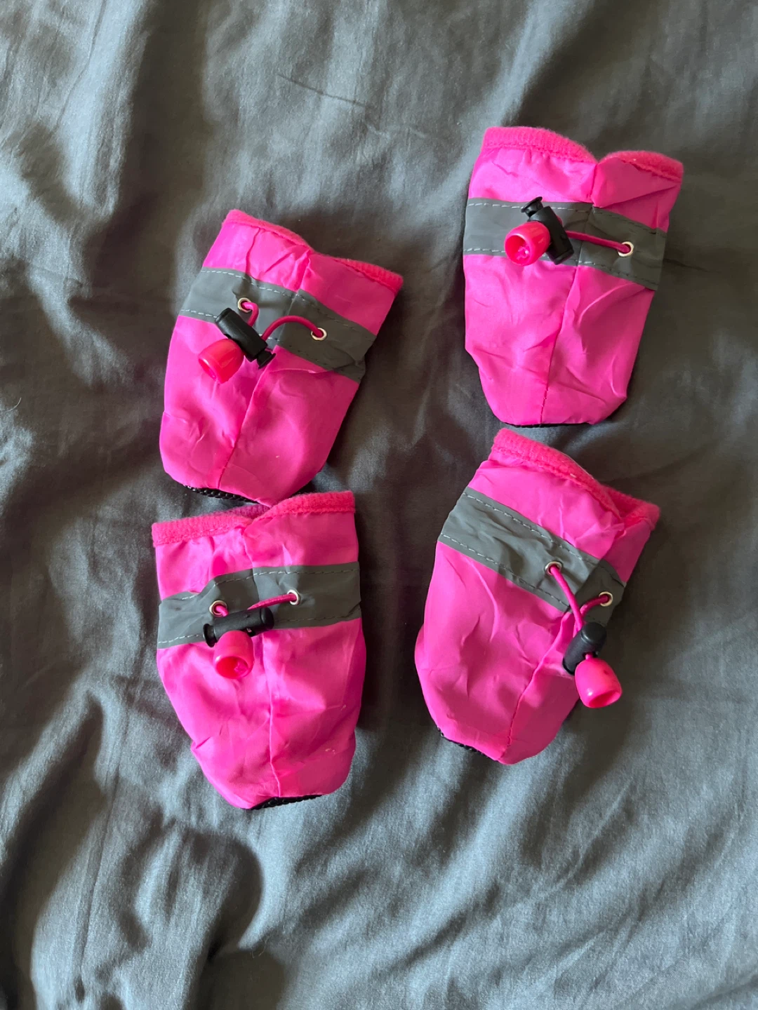 Set of 4 Pink Dog Boots with Reflective Strips - photo 2