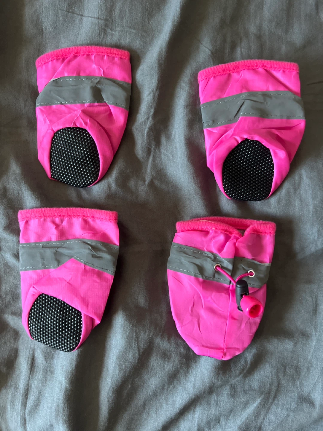 Set of 4 Pink Dog Boots with Reflective Strips