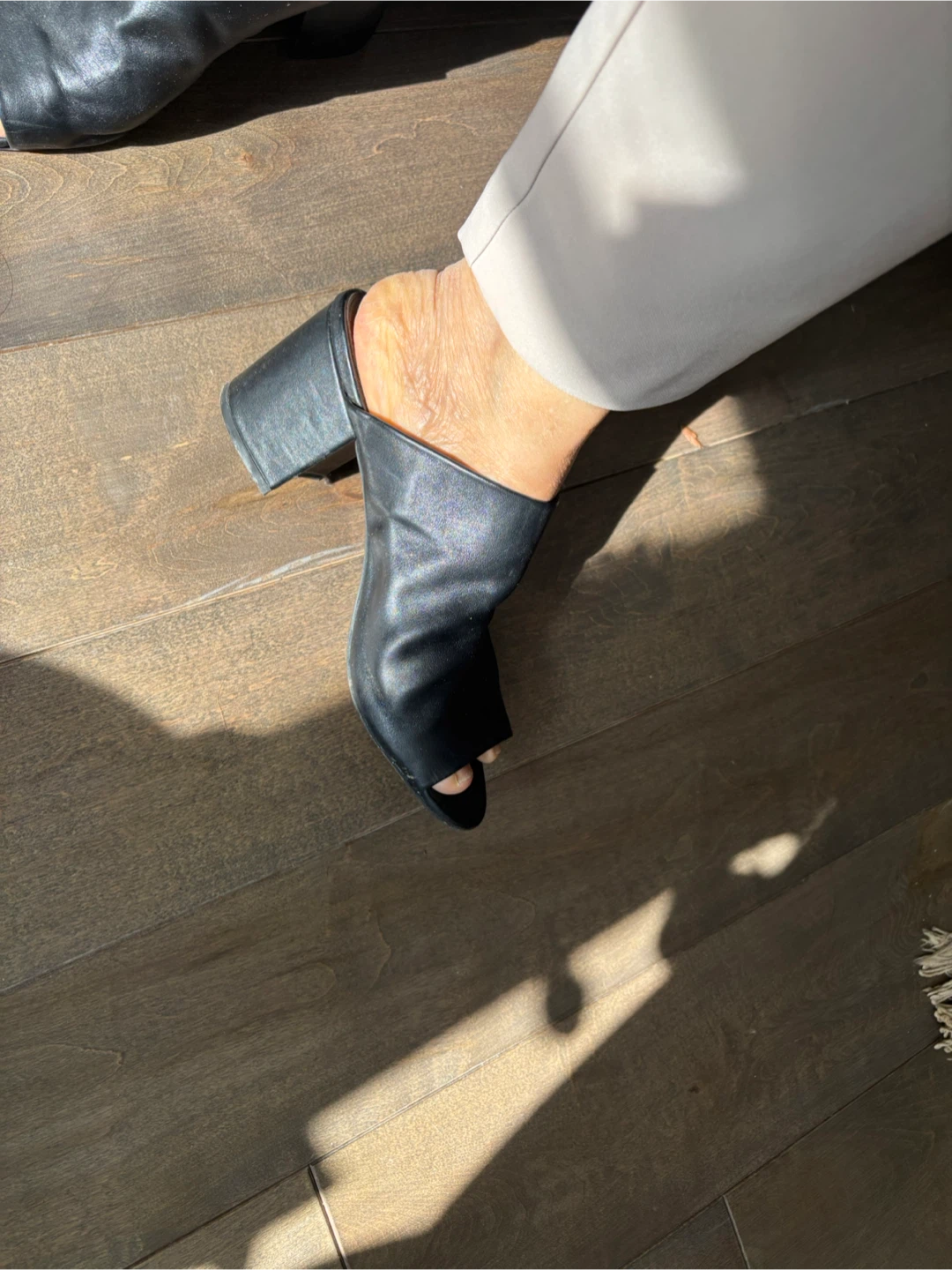 Black Leather Mule Heels - photo 3