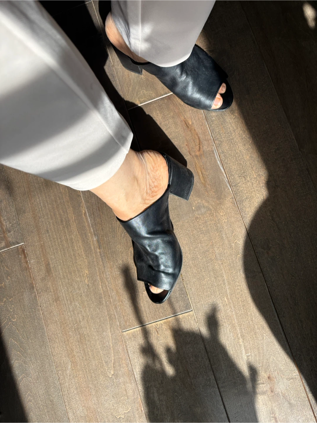 Black Leather Mule Heels - photo 5