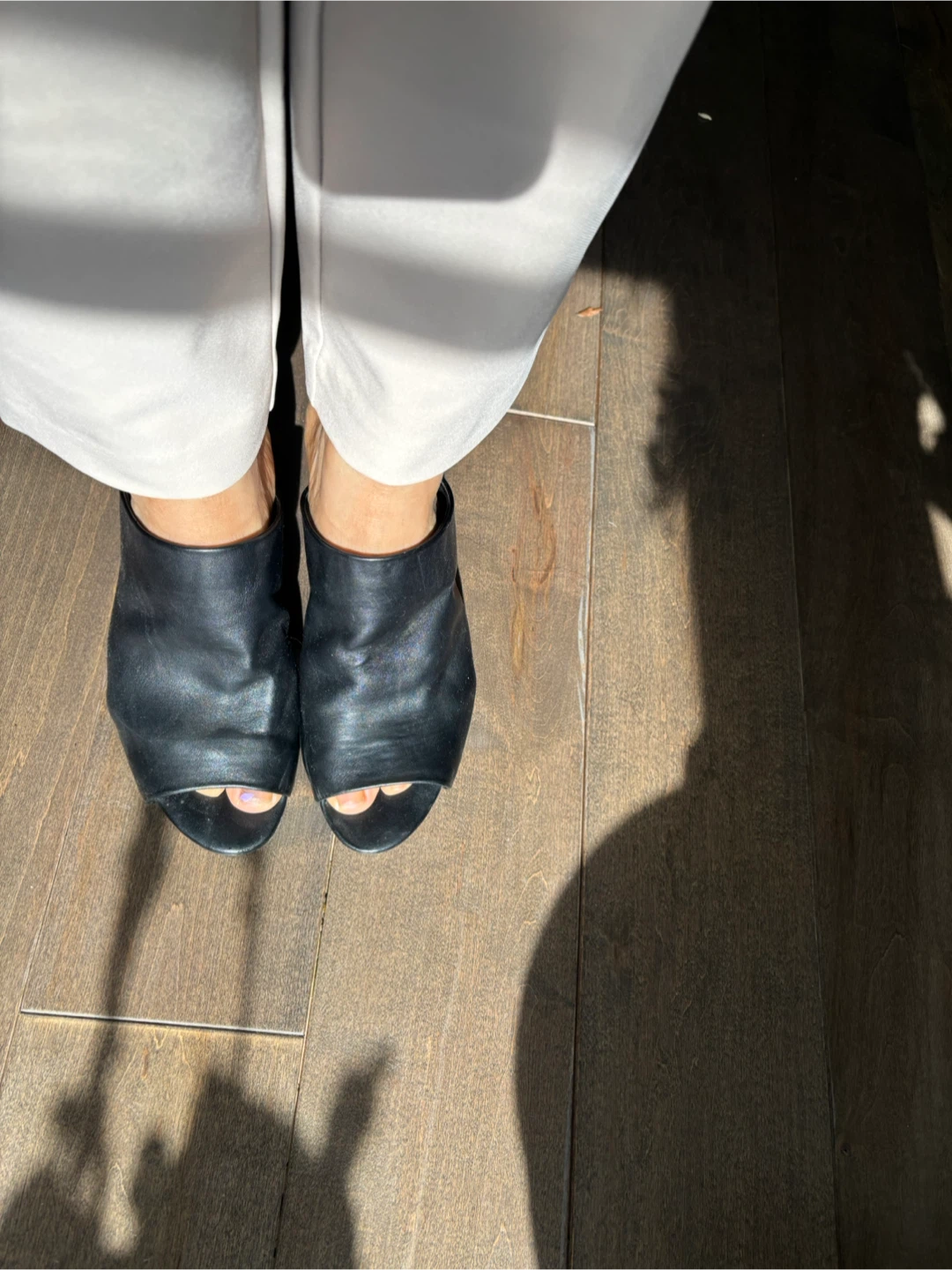 Black Leather Mule Heels - photo 2