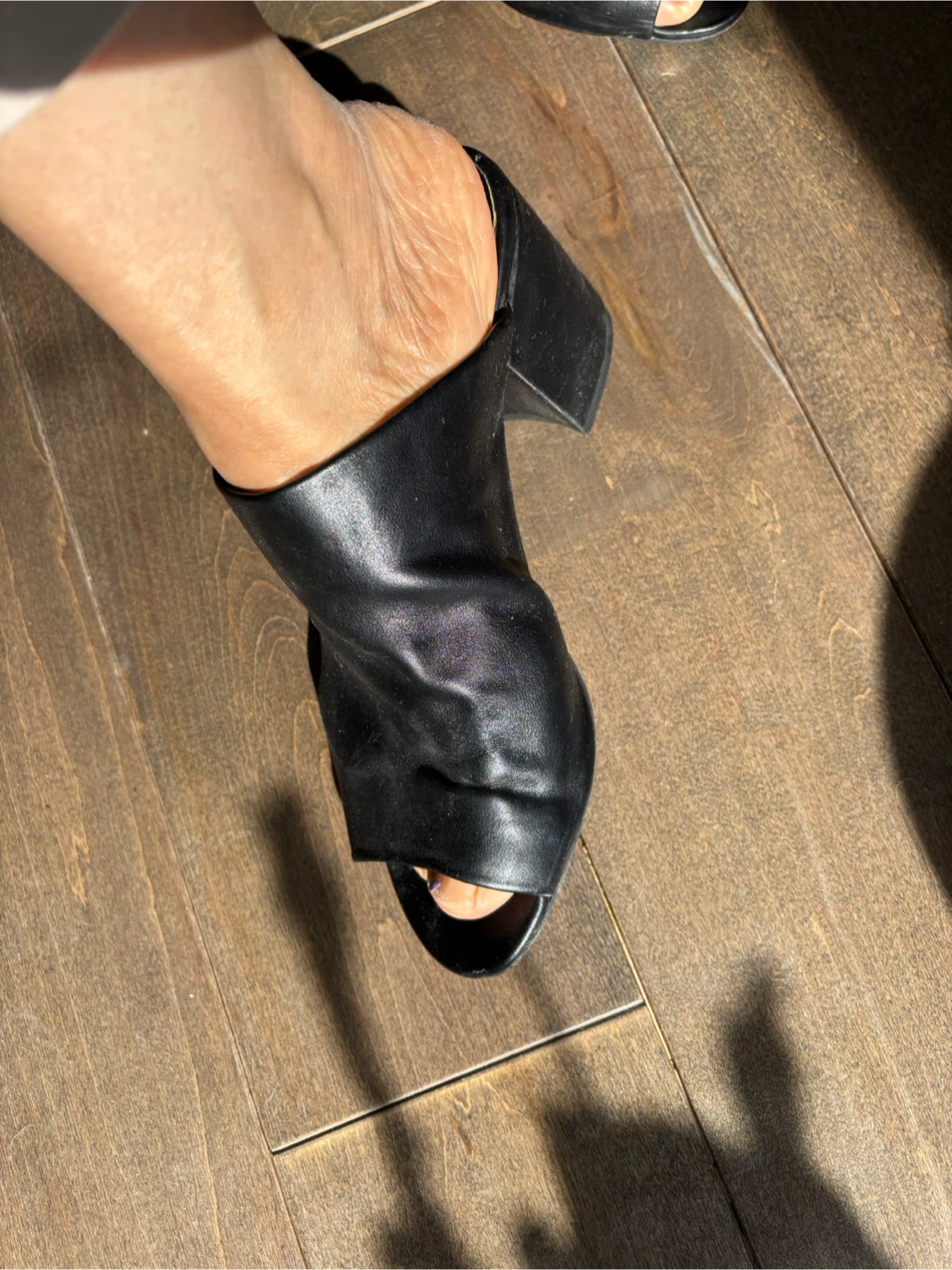 Black Leather Mule Heels - photo 4