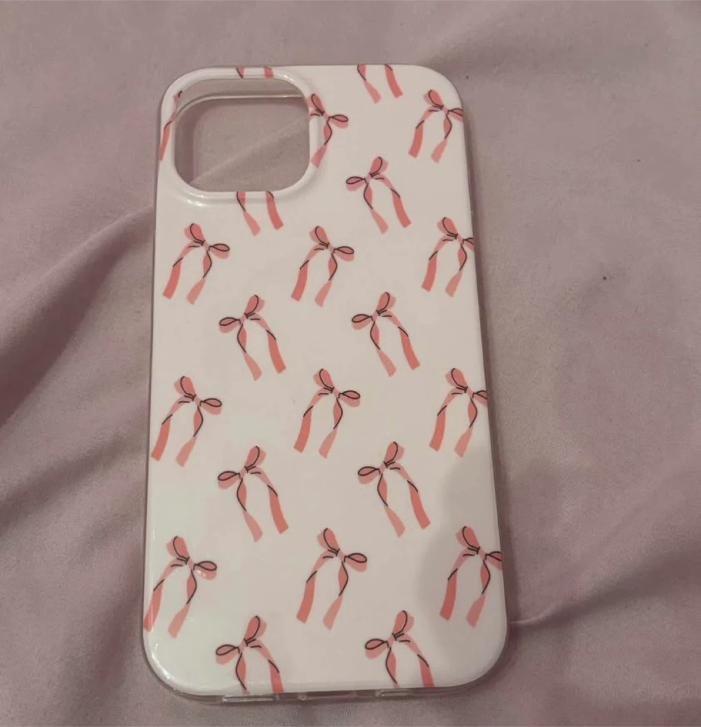 XO Poppy Phone Case for iPhone 15/14/13 - White with Pink Bows - photo 2