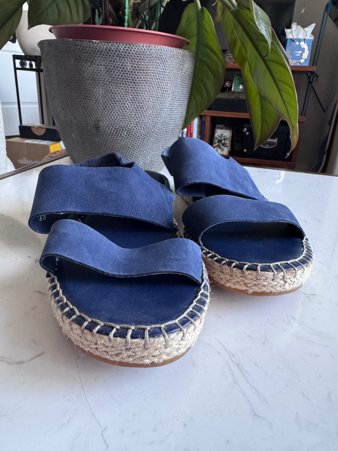 Cole Haan Navy Blue Espadrille Wedge Sandals - photo 2