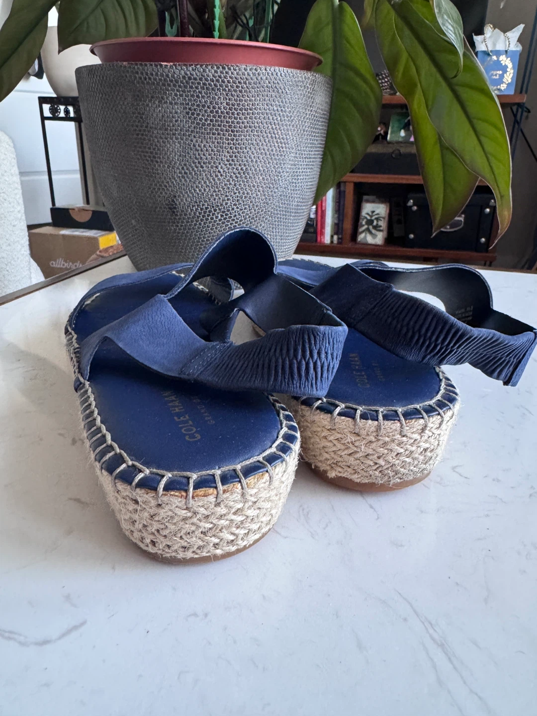 Cole Haan Navy Blue Espadrille Wedge Sandals - photo 3
